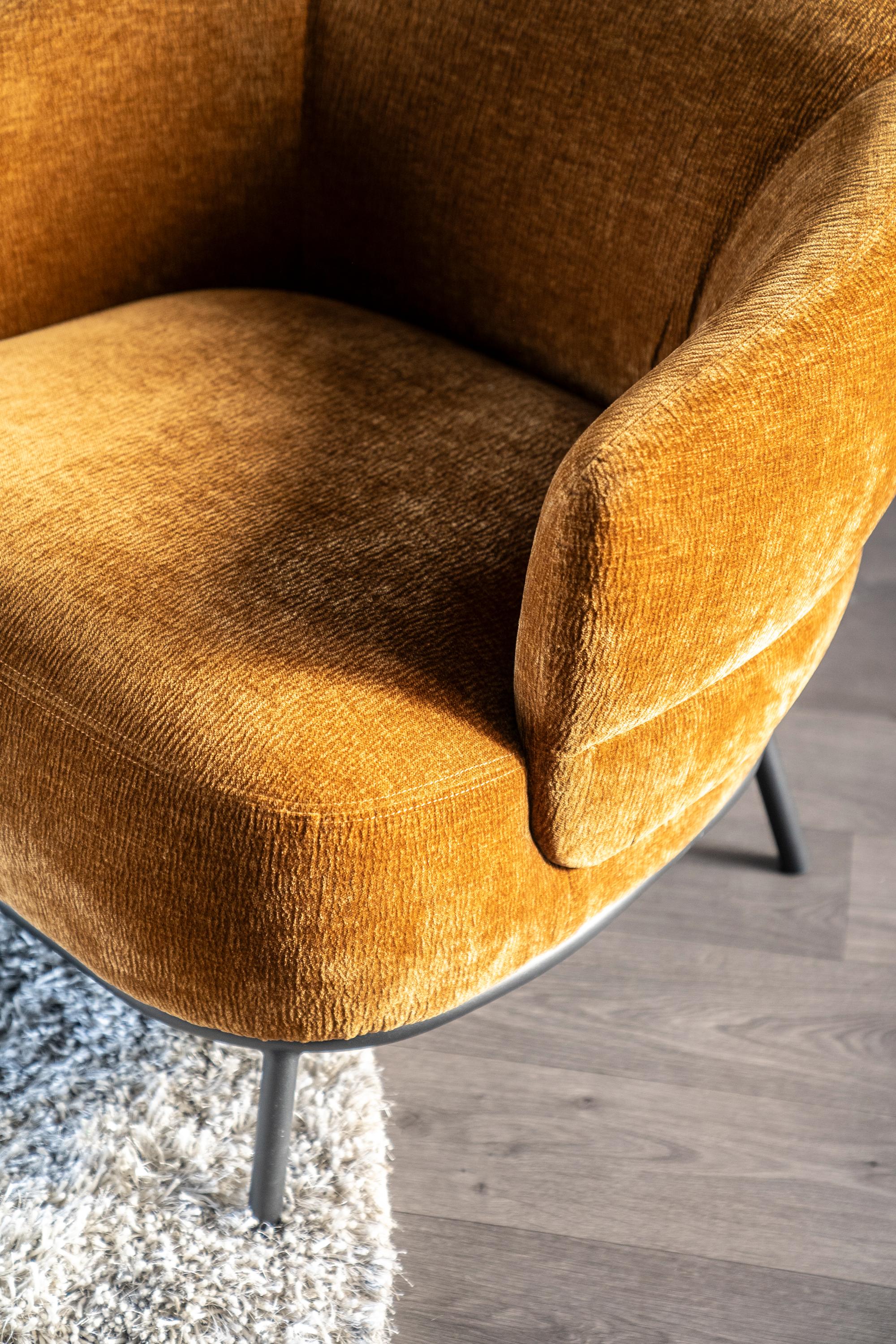 DAVID mustard armchair with black base