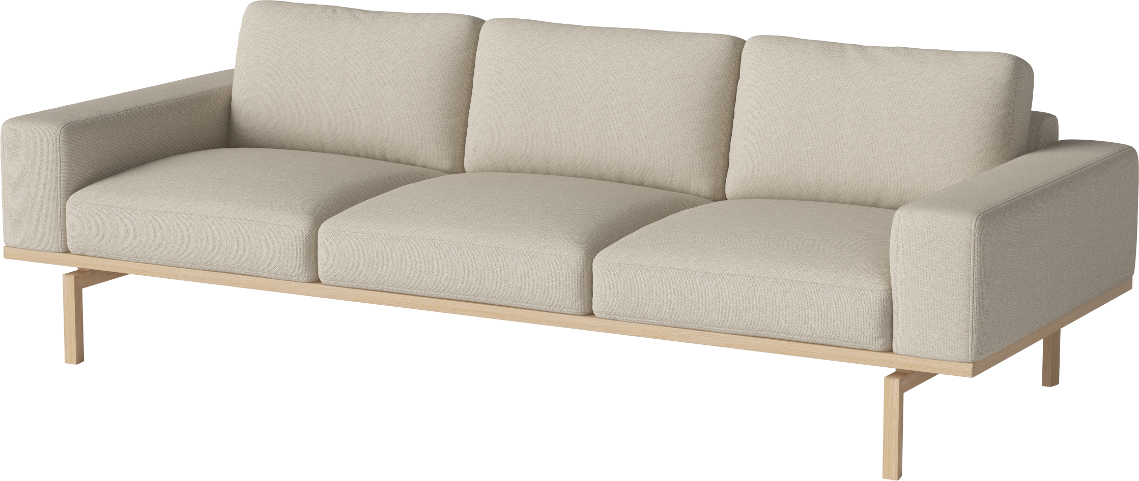 3-person sofa Elton base of bleached oak wood