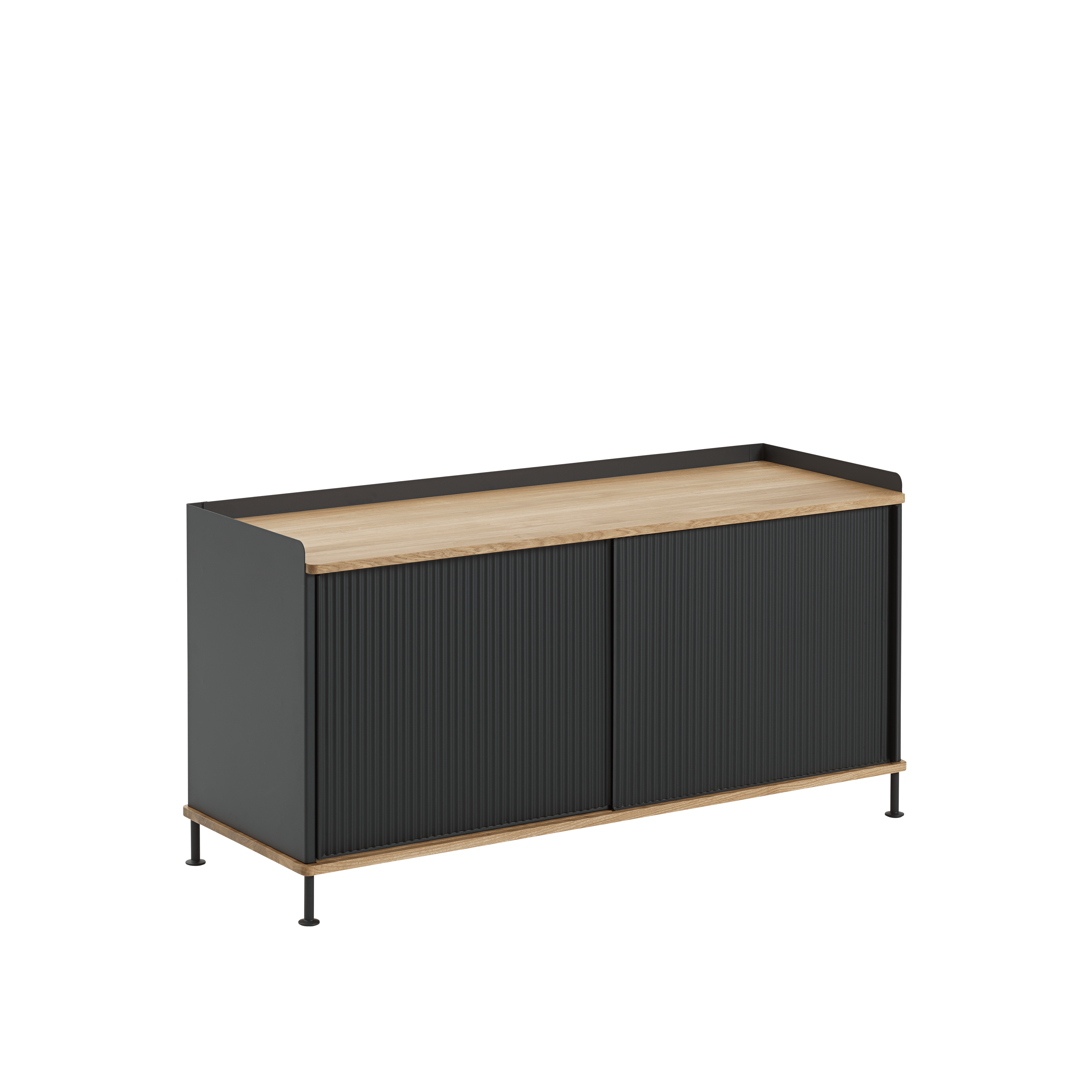 ENFOLD Chest of Drawers Black with Oak Top