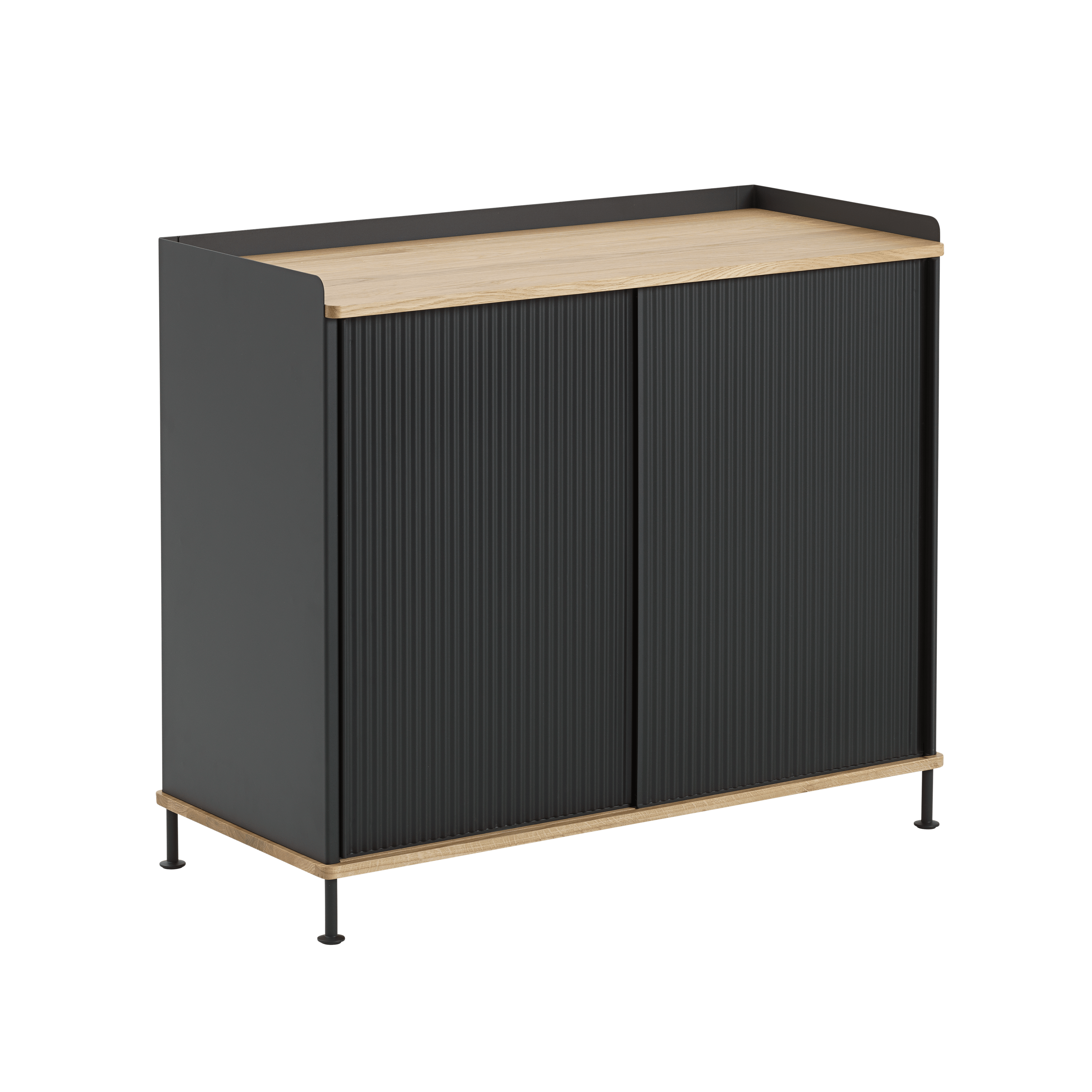 ENFOLD Cabinet Black with Oak Top