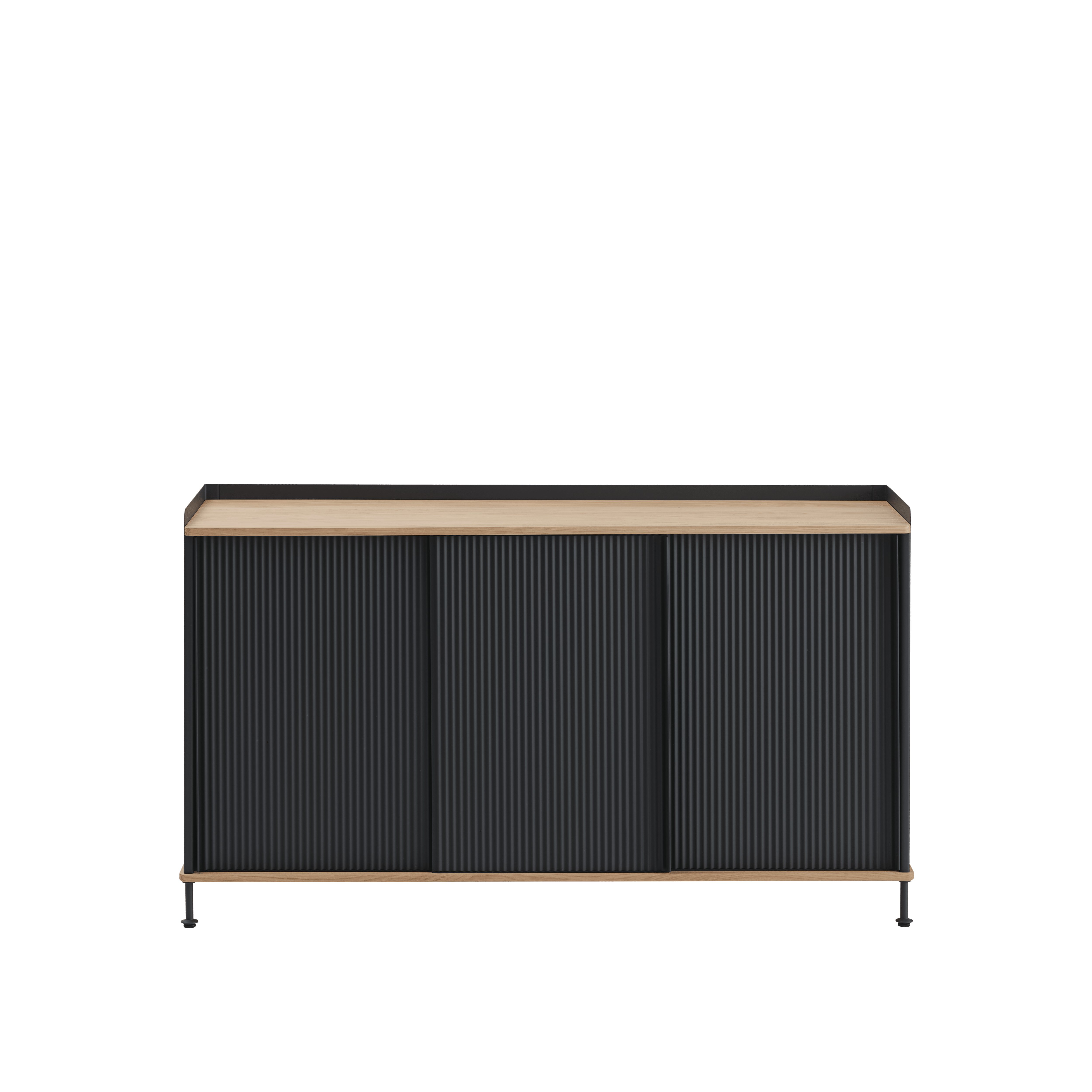 ENFOLD Chest of Drawers Black with Oak Top