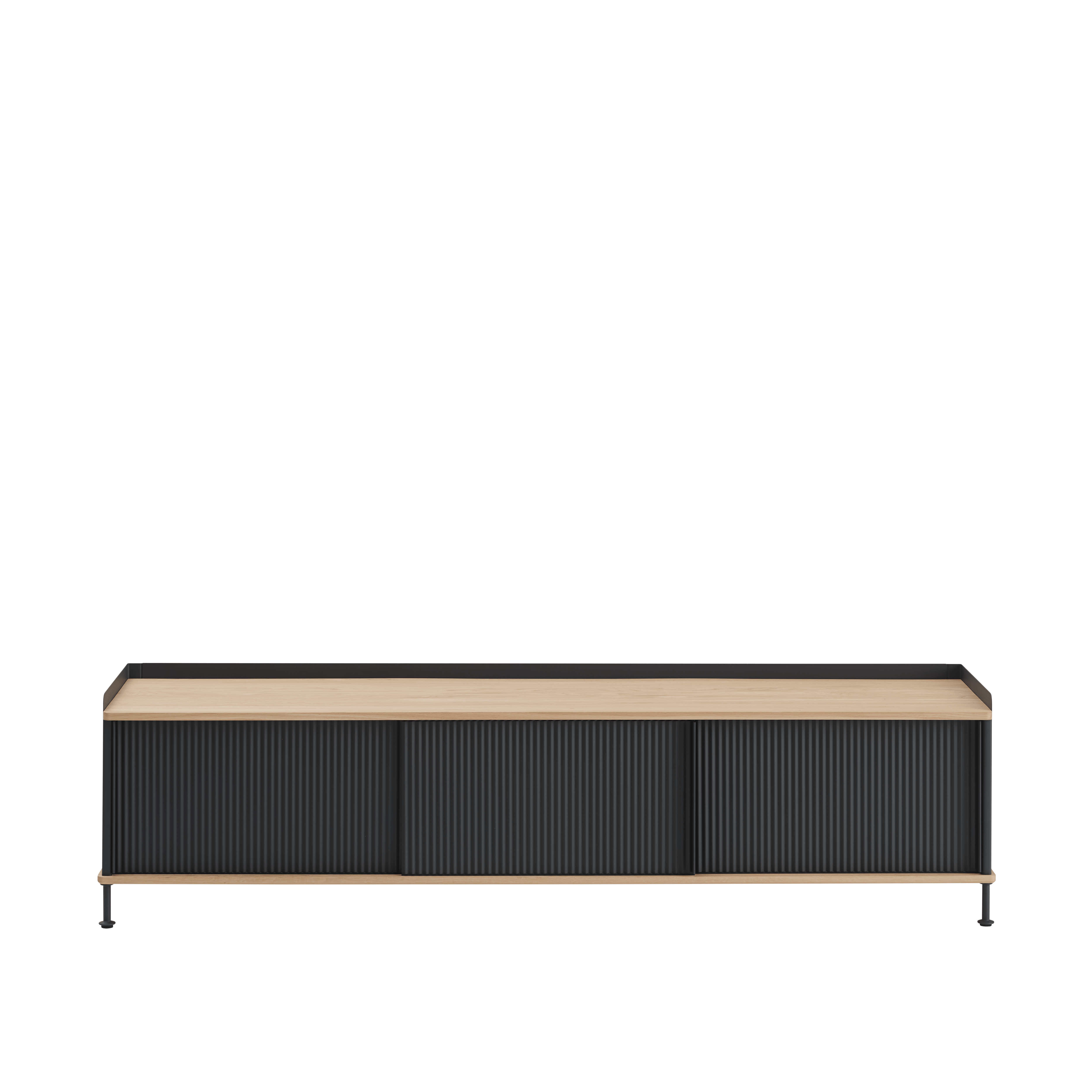 ENFOLD TV cabinet black with oak top