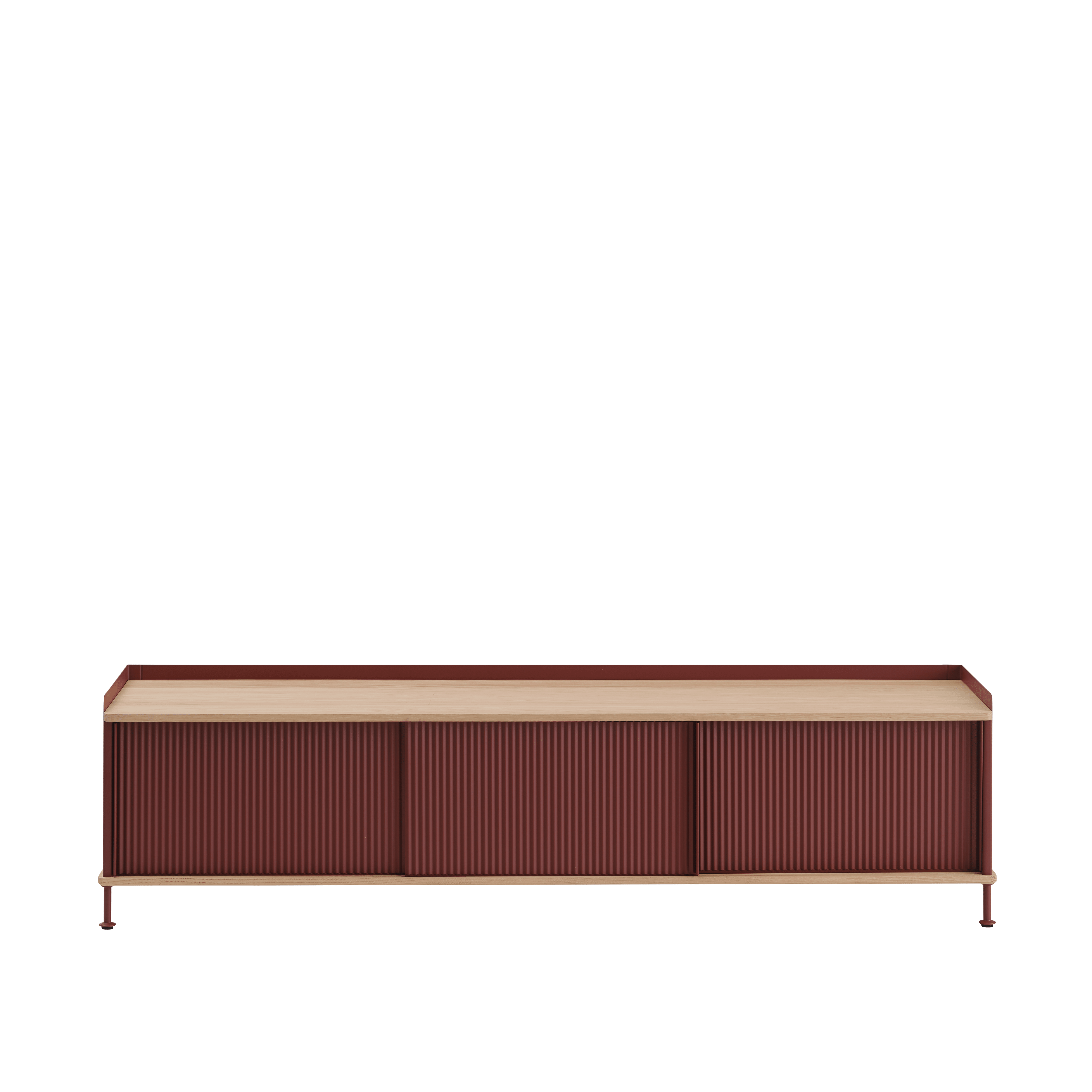 ENFOLD TV Cabinet Burgundy with Oak Top