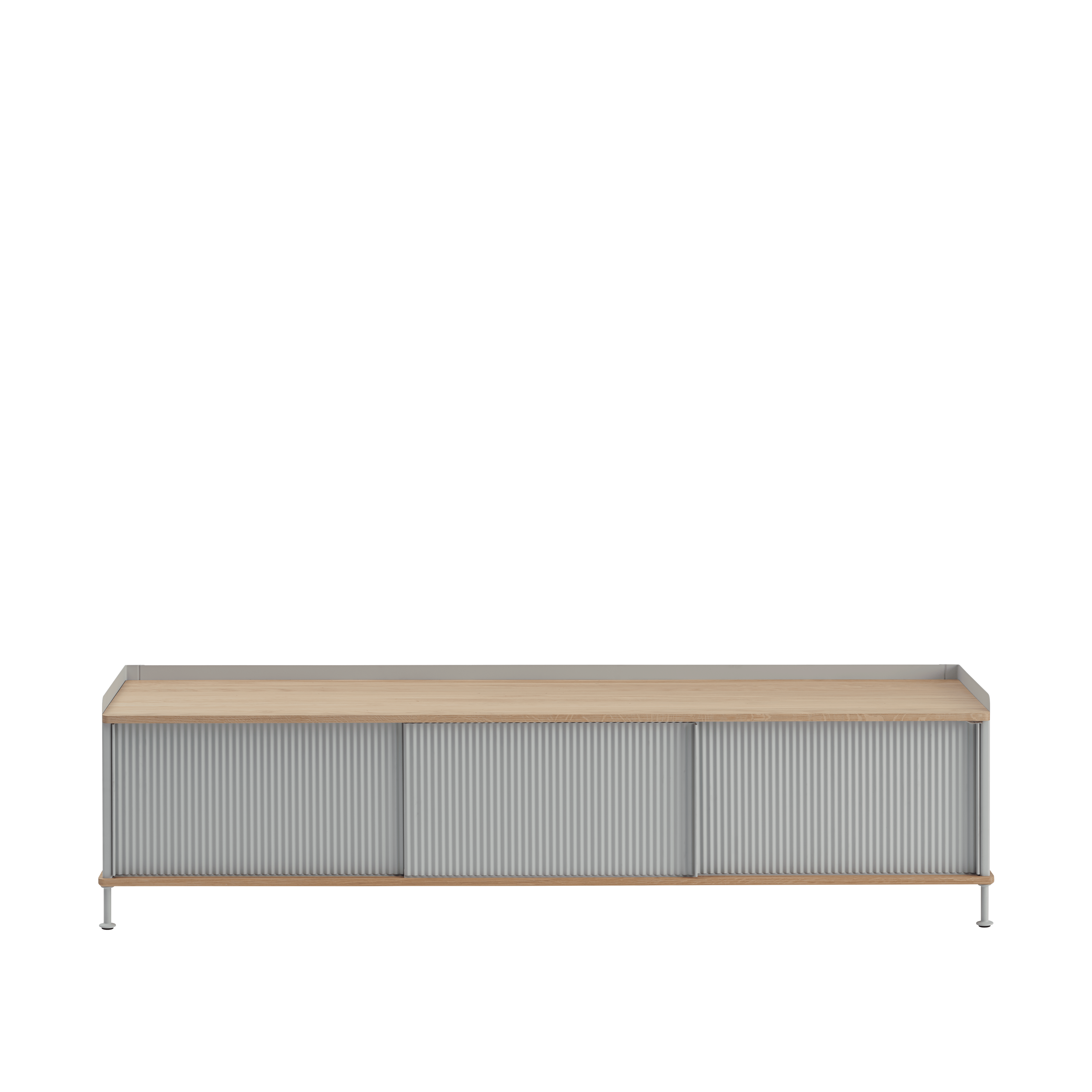 ENFOLD TV cabinet gray with oak top
