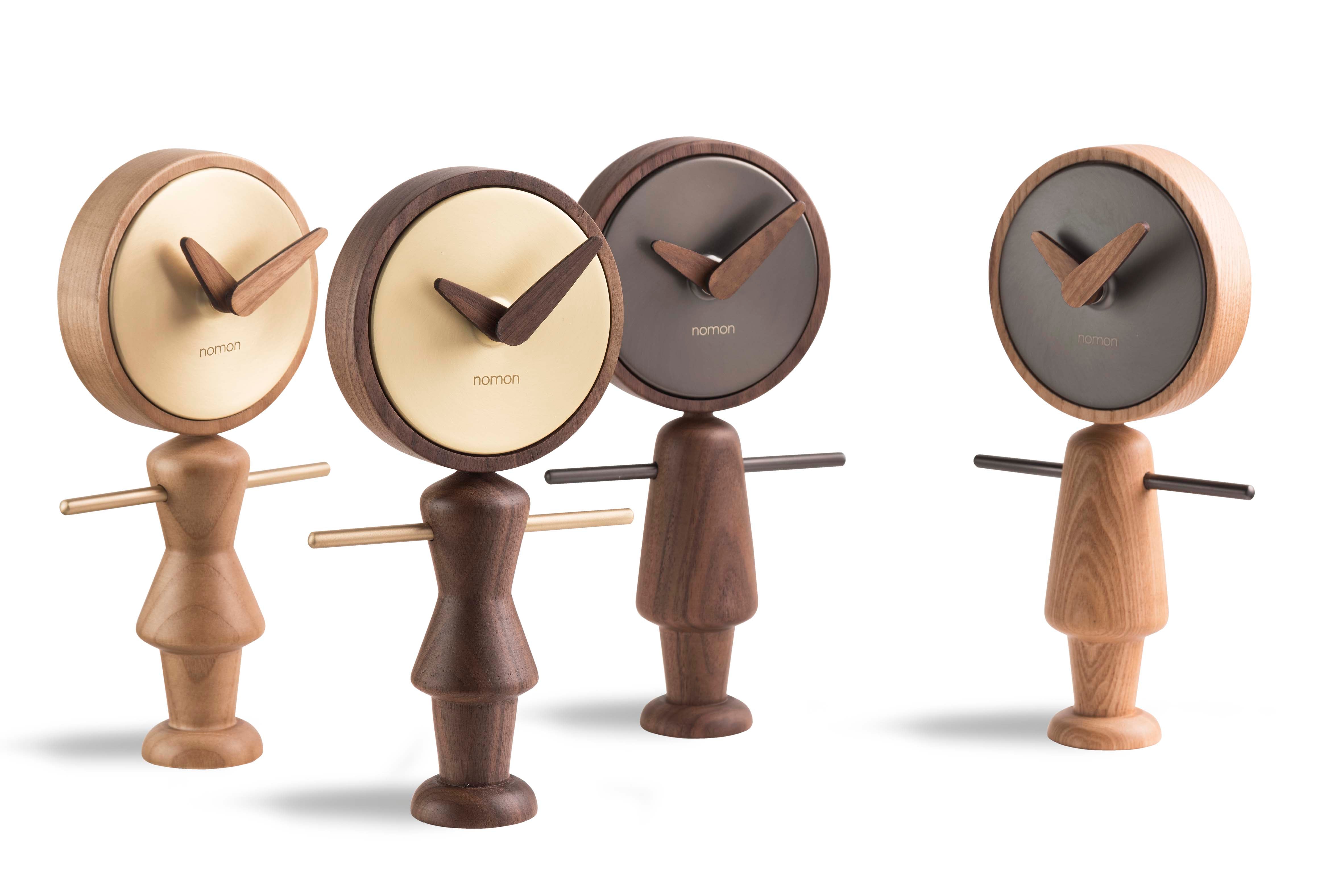 NENA tabletop clock walnut wood with brass finish