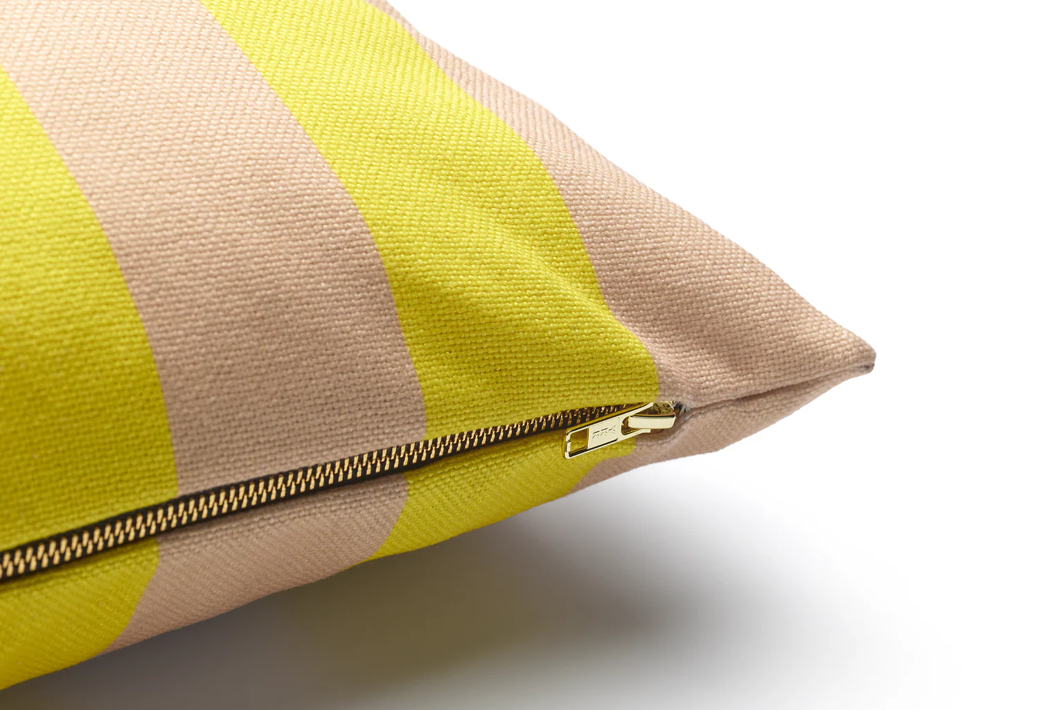 STRIPES AND CHECKS Pillow in Sand with Yellow