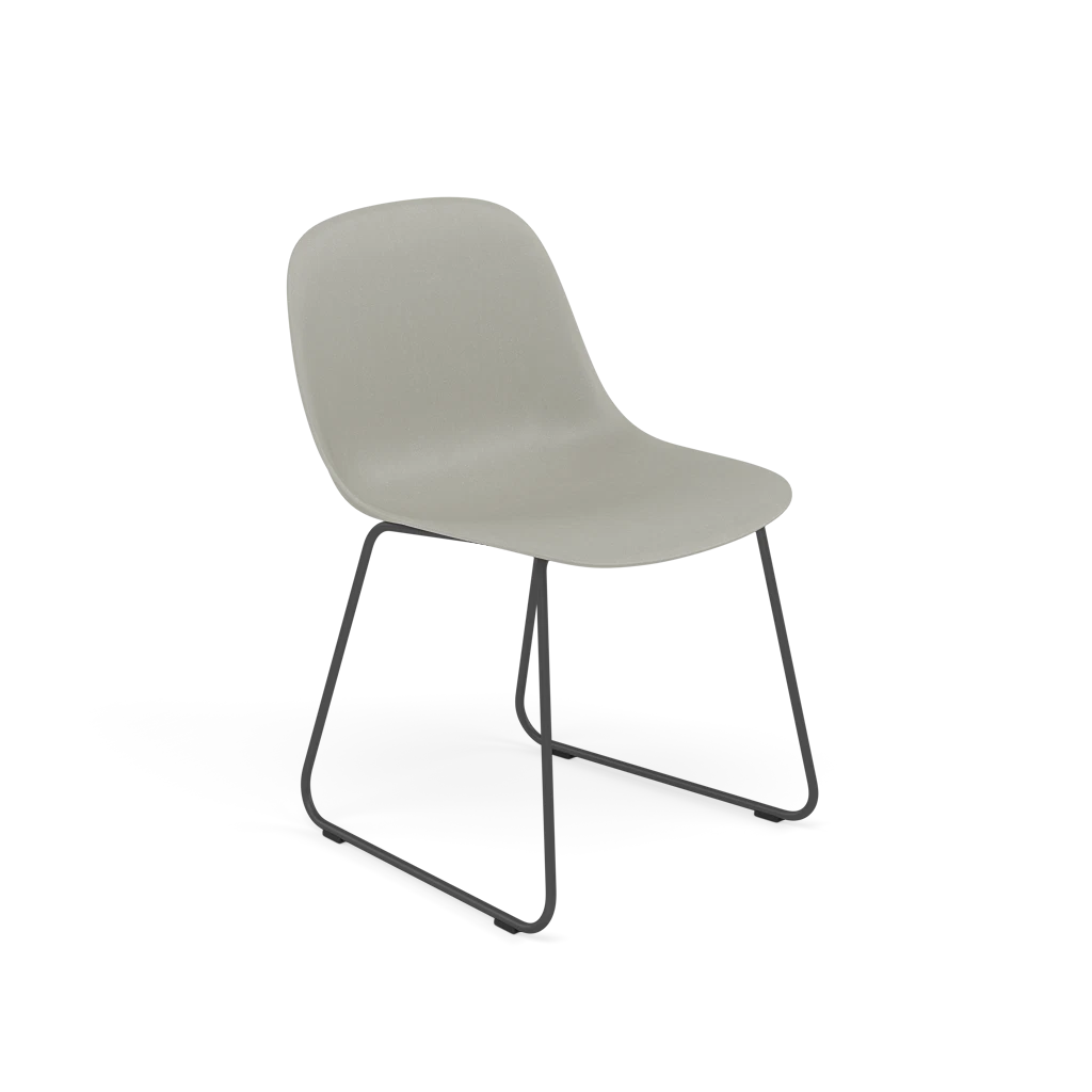 FIBER Chair in Gray with a Steel Sled Base