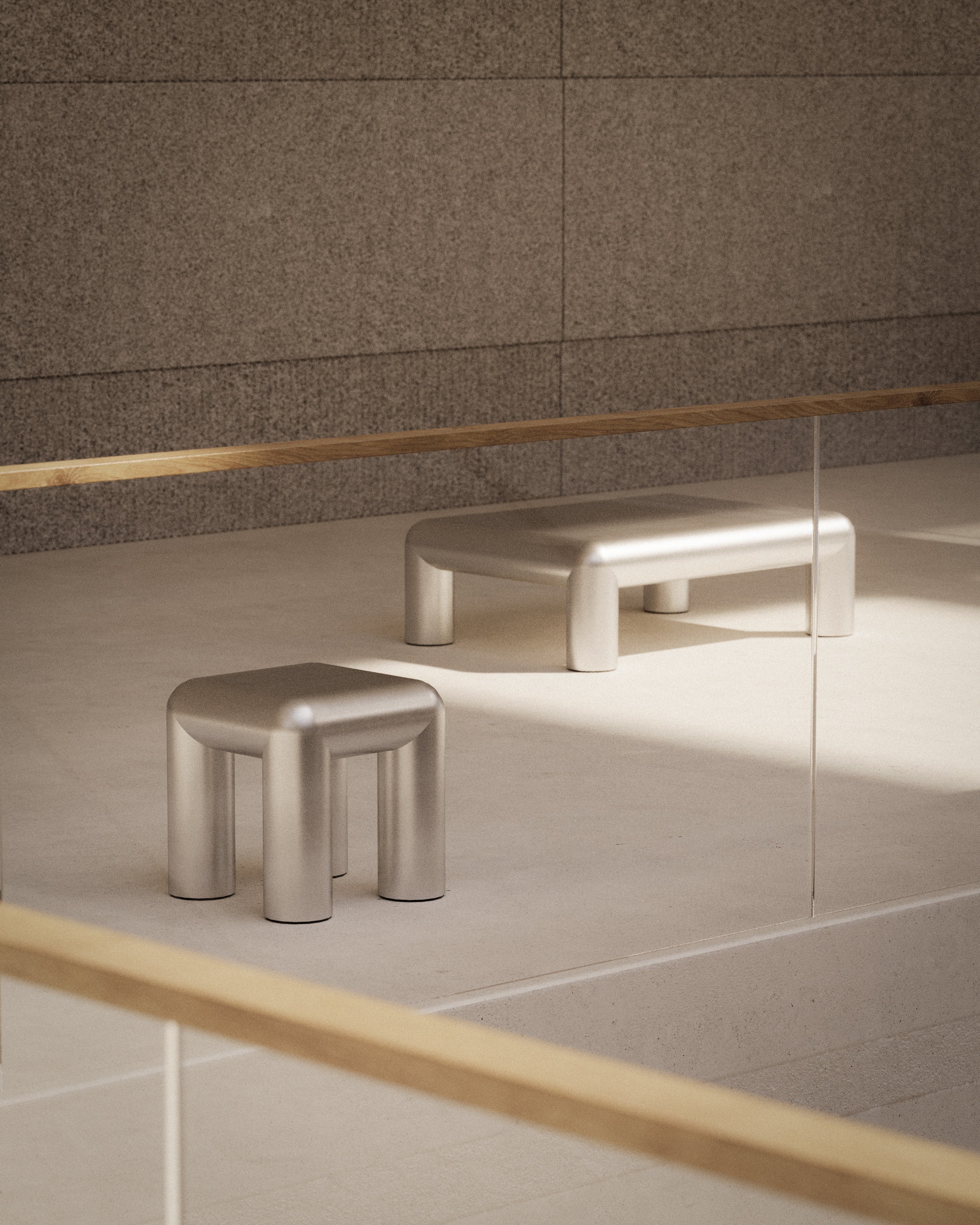Rectangular coffee table CUBIO aluminum