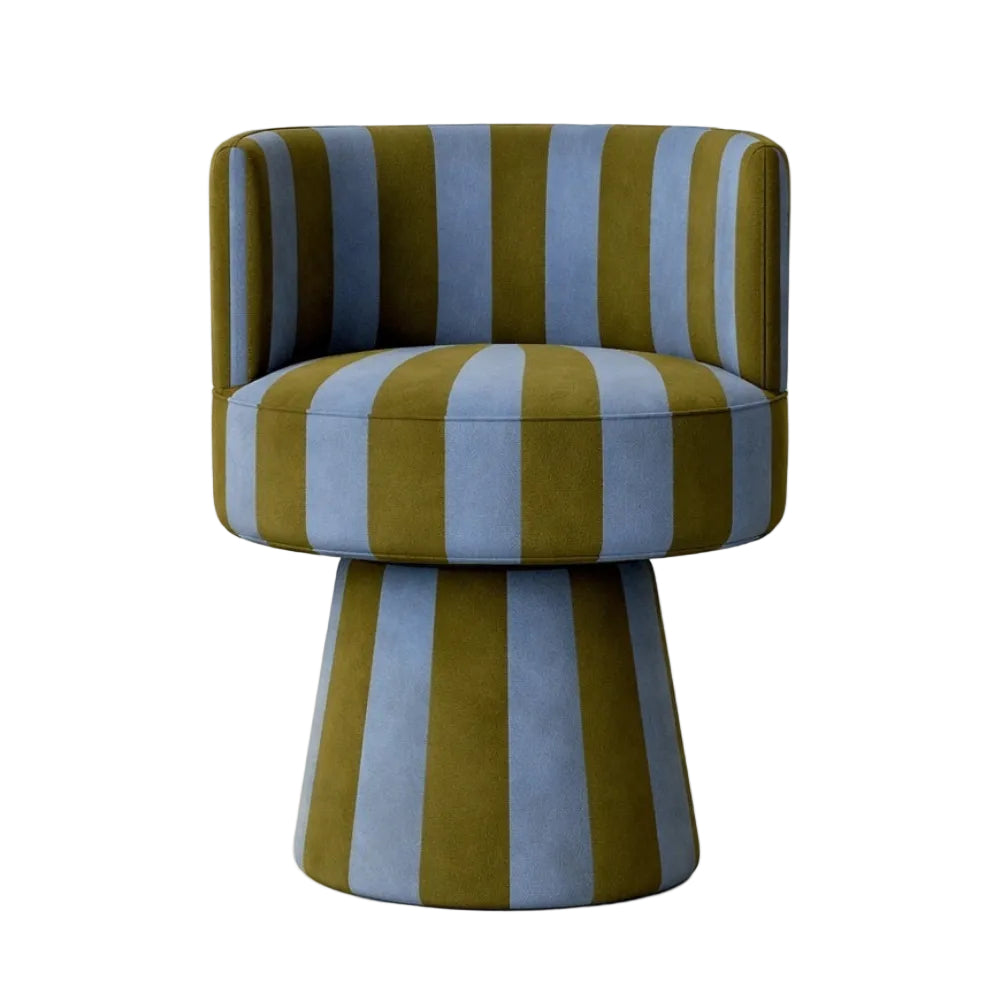 LINEA SOFT swivel armchair in olive green with blue