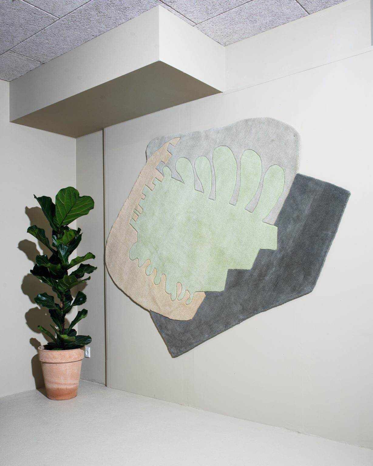 Asymmetrischer Dekorationsteppich FUSION grün mit grau