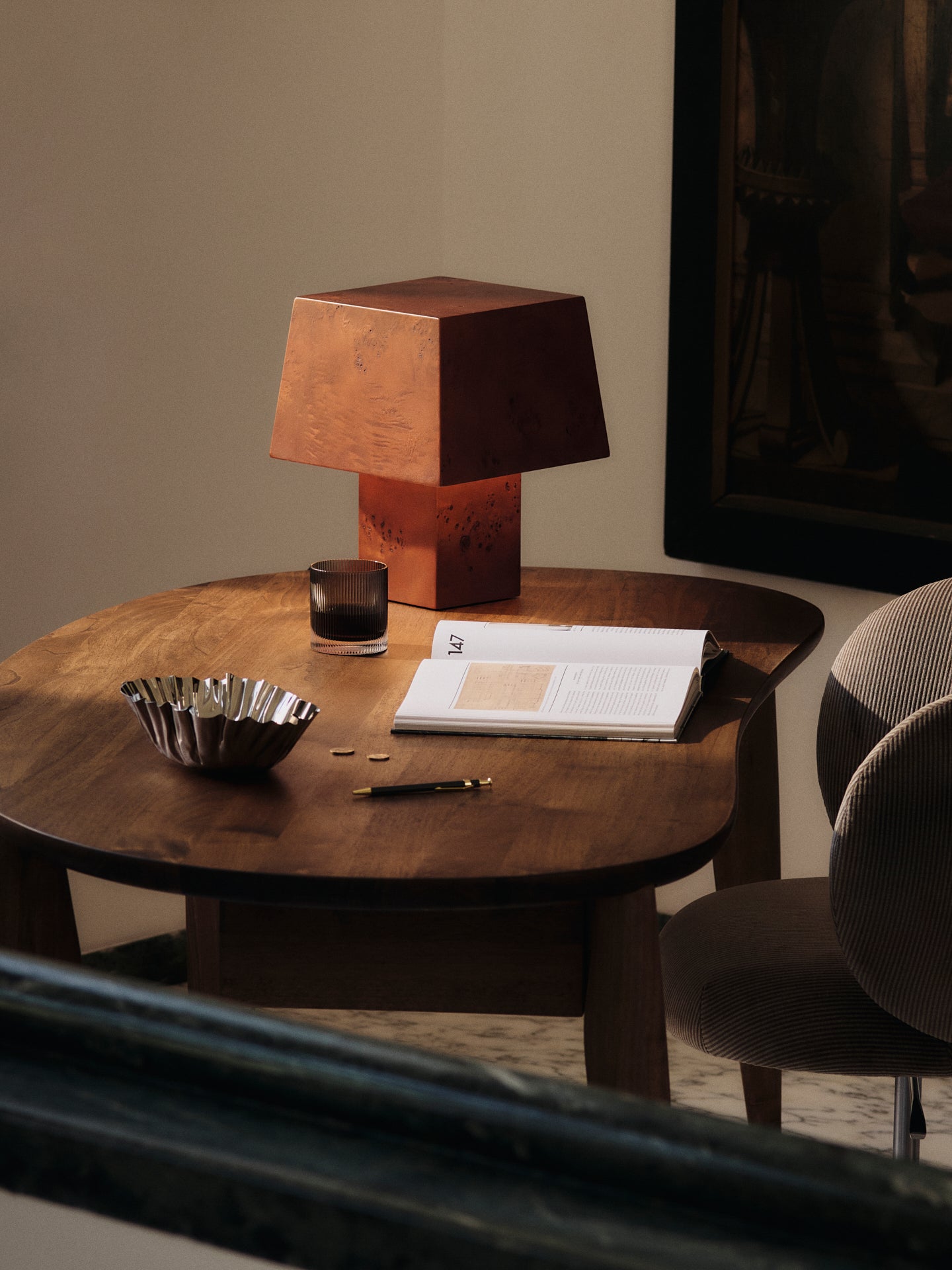 Tischlampe BURL dunkelbraun Furnier