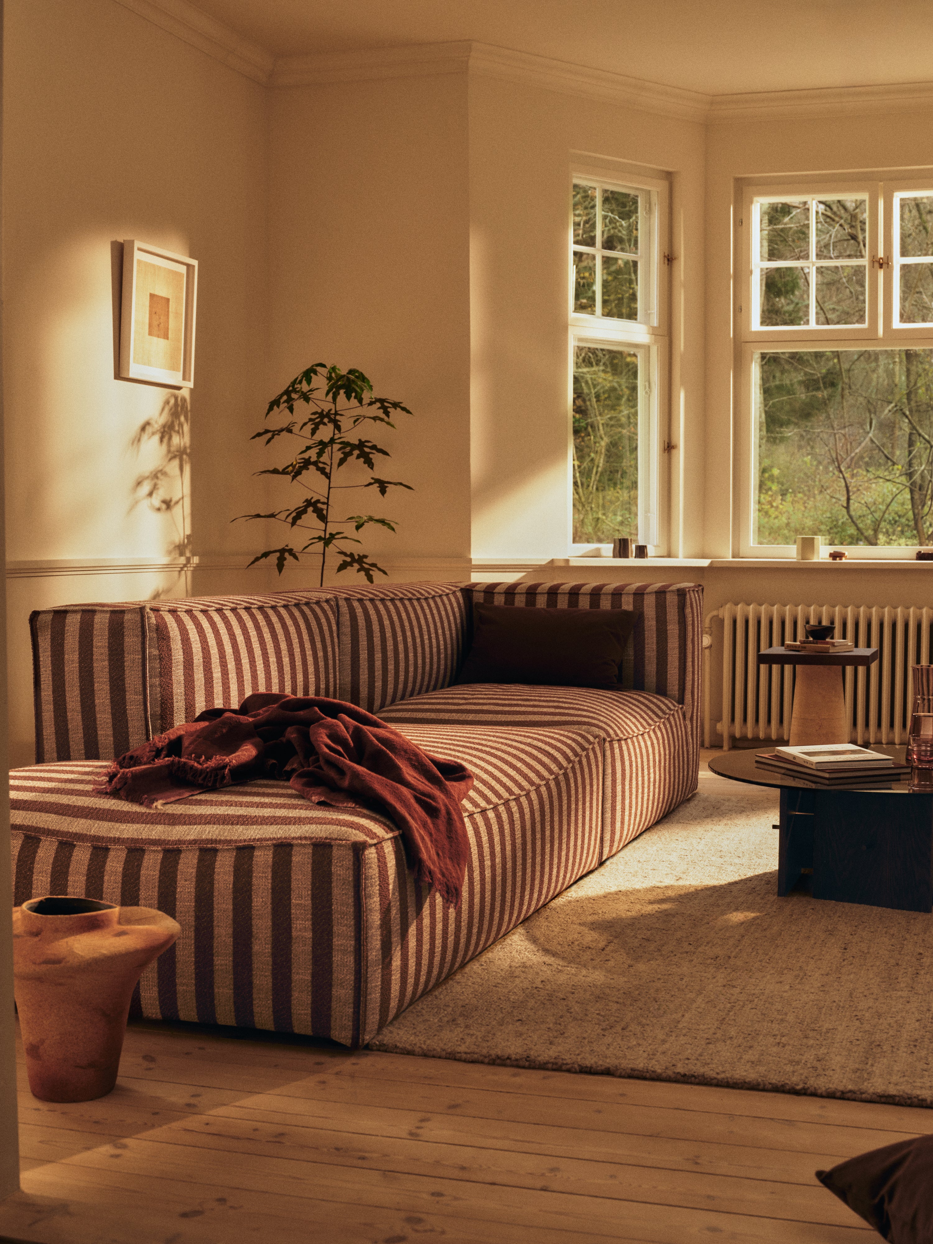 Left-facing chaise longue CATENA Louisiana chocolate with sand