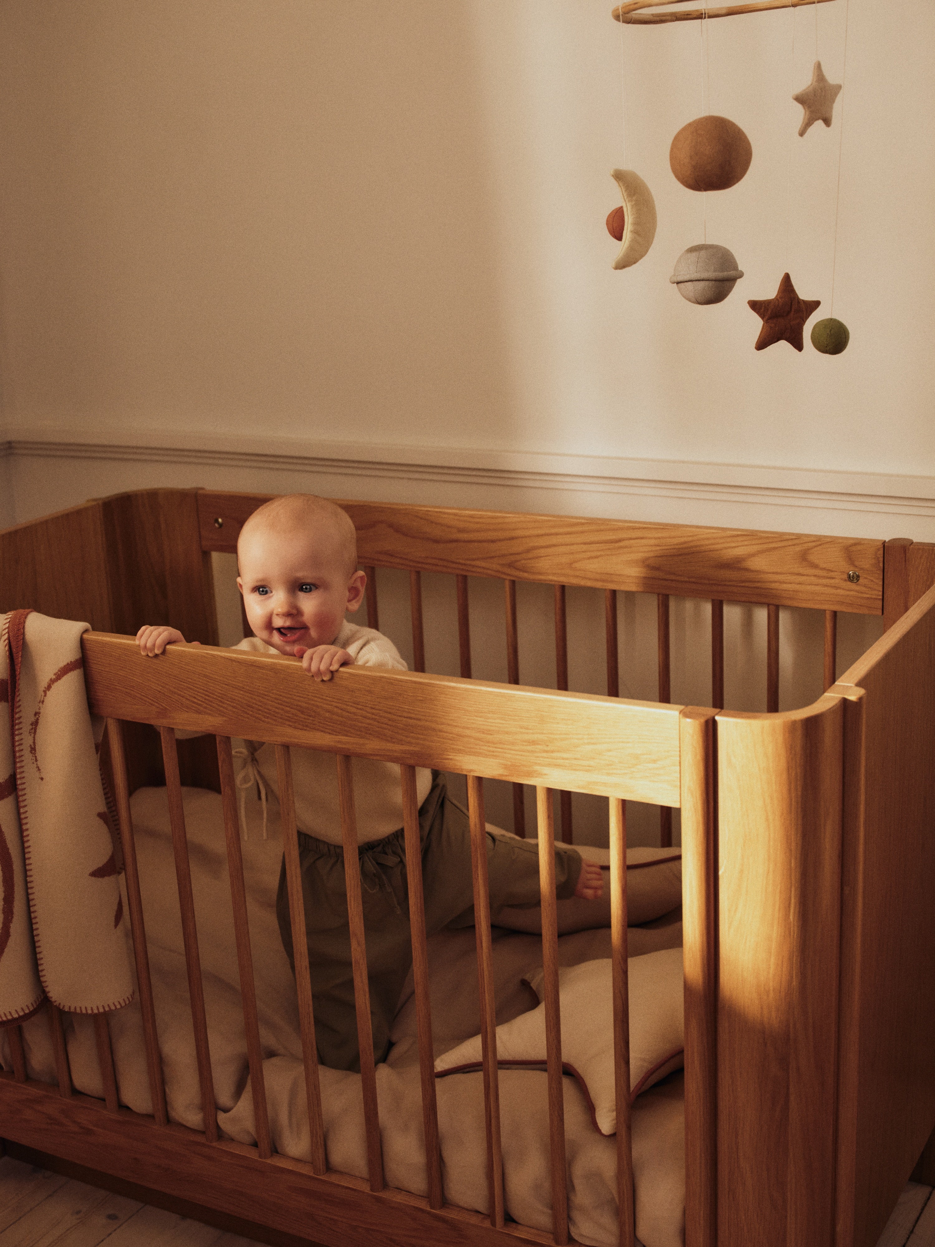 SKYE Green Crib Mobile with Brick and Gray
