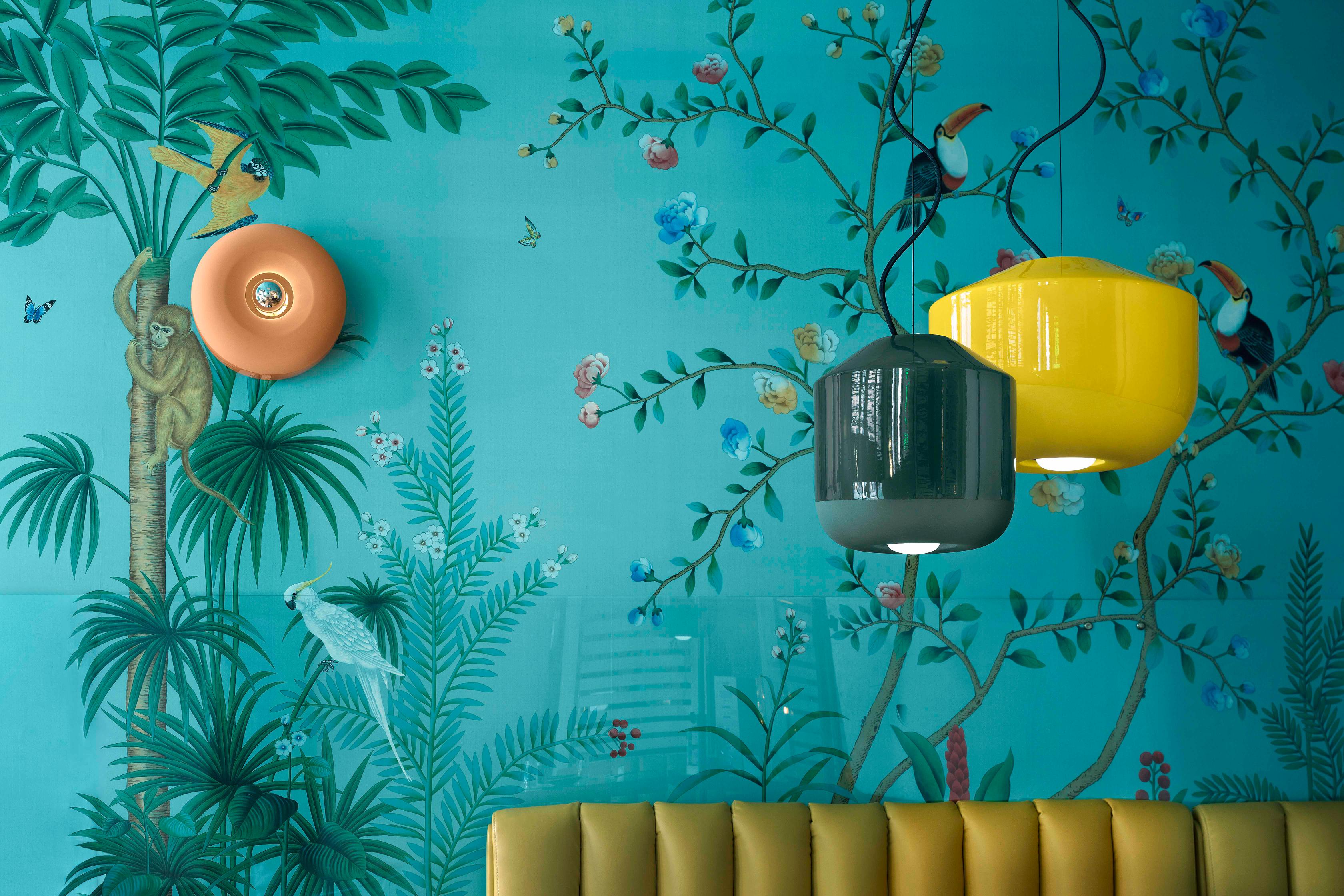 Yellow ceramic wall lamp BELLOTA