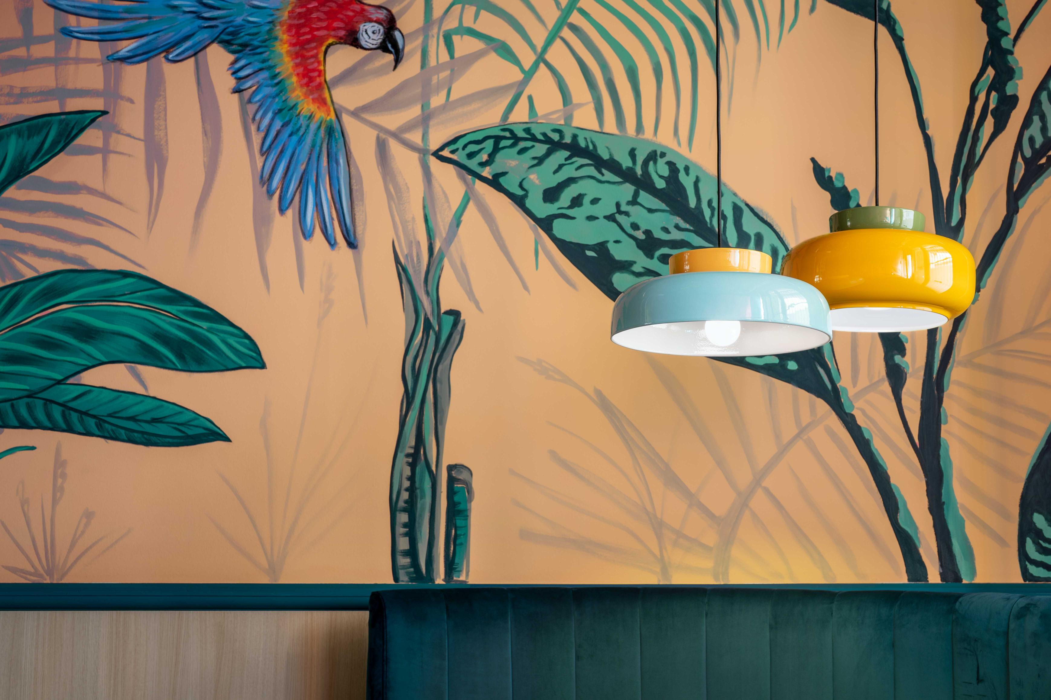 Beige ceramic pendant lamp MARACANÀ with mocha
