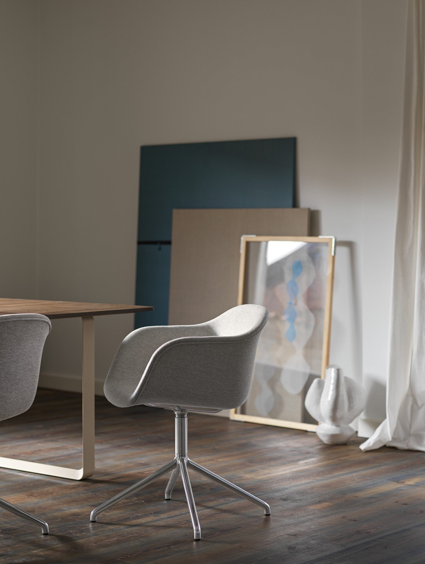 Table 70/70 dark oak wood with white base