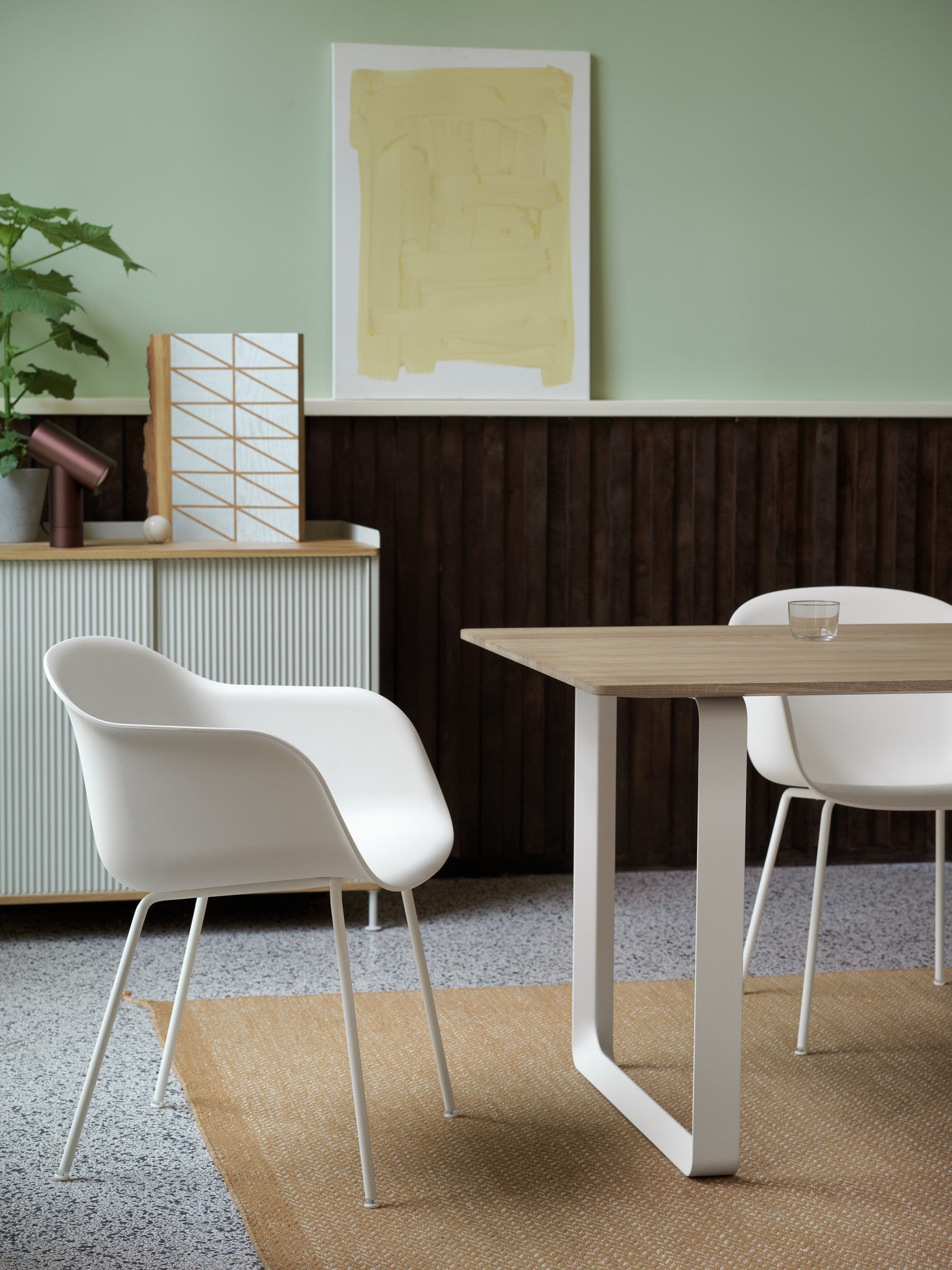 FIBER Armchair in Gray with Steel Base