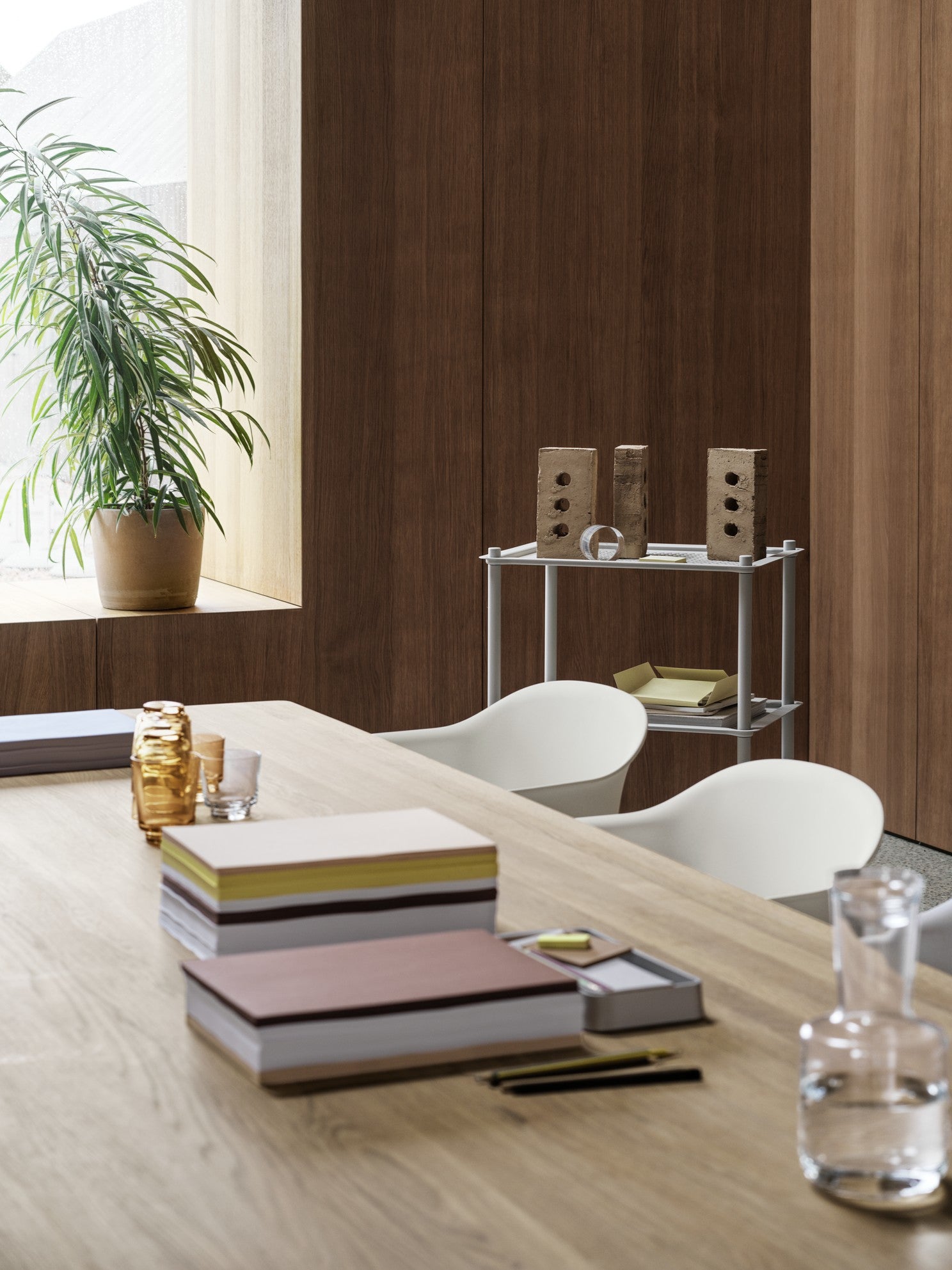 70/70 Oak Veneer Table with White Base