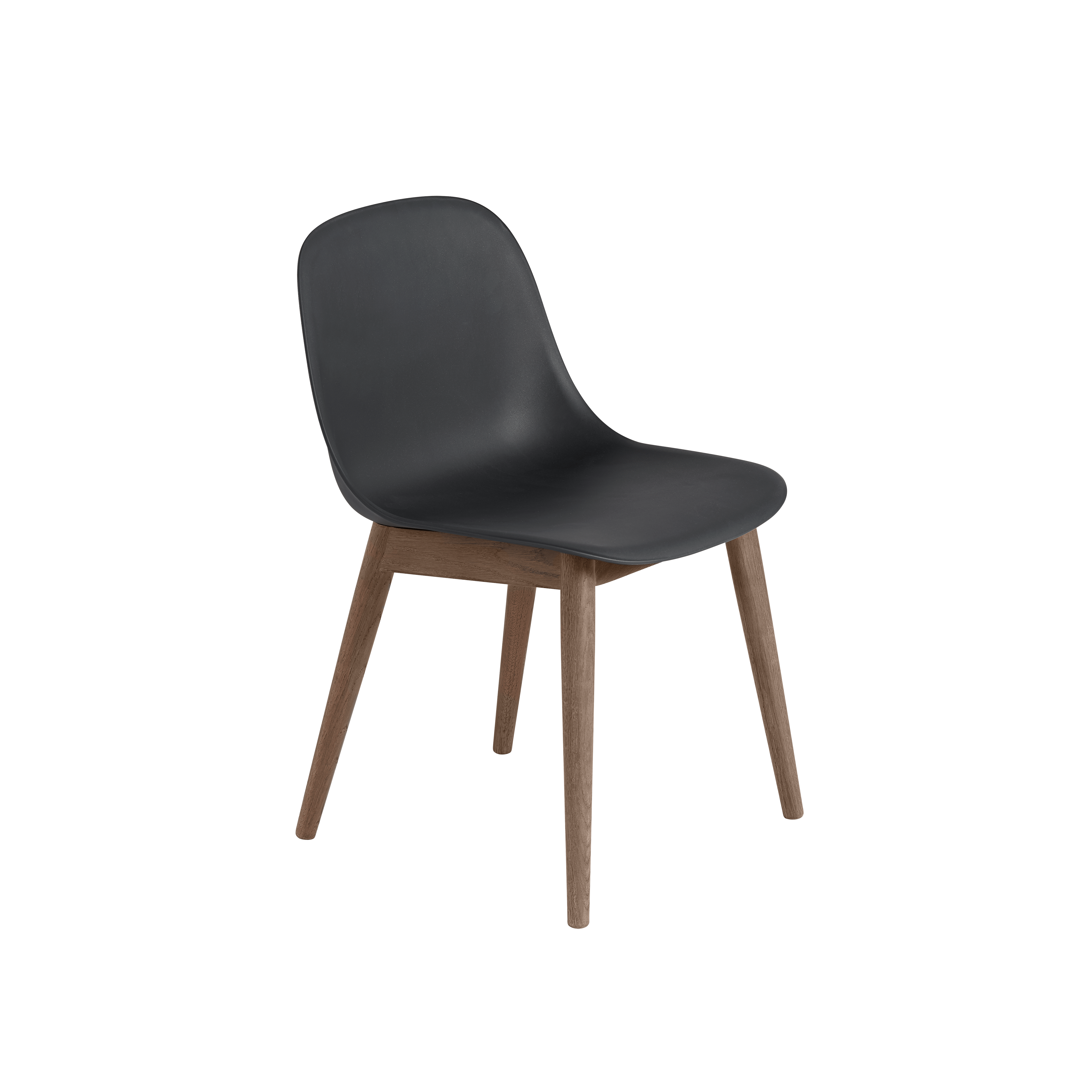 FIBER Chair in Black with Wooden Base