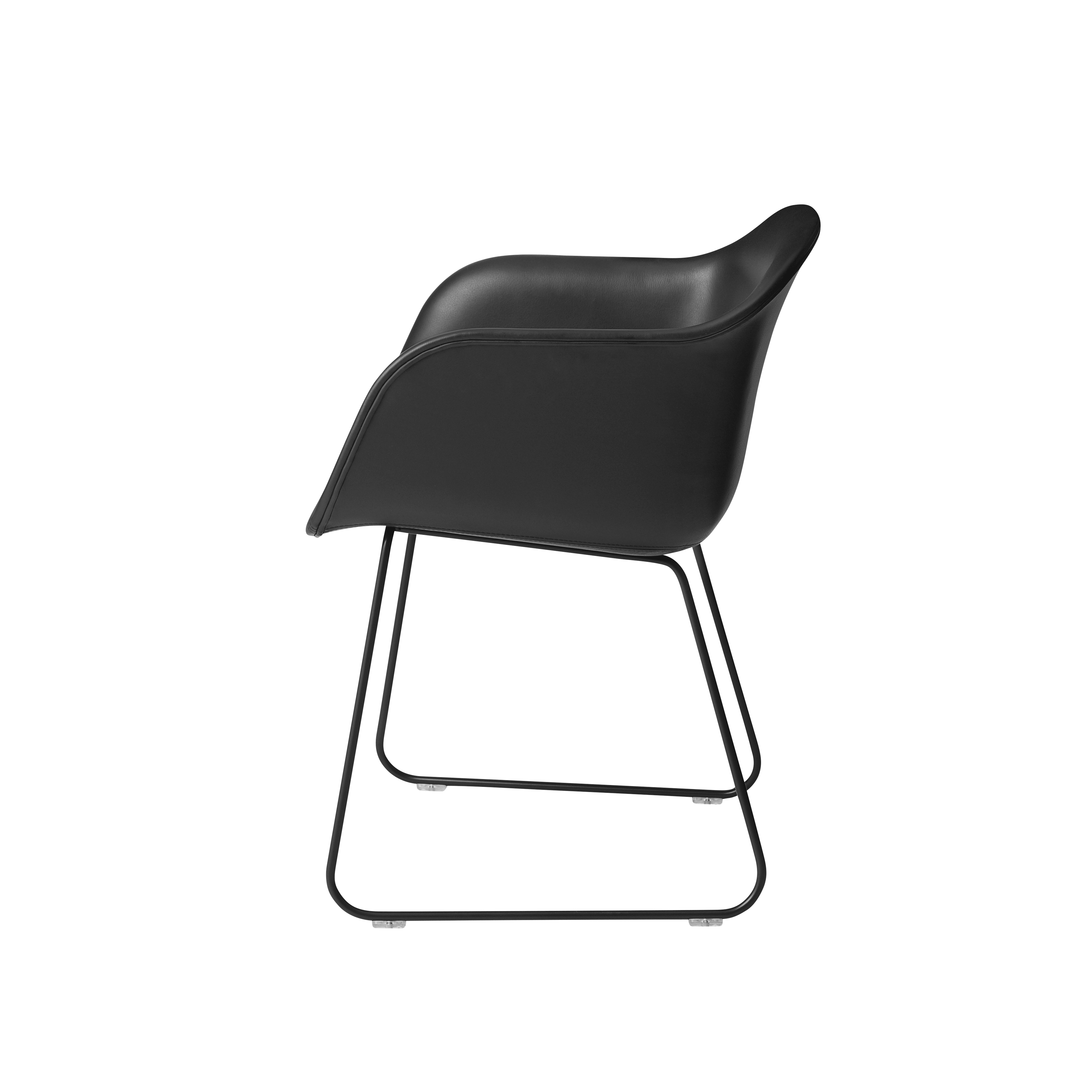 FIBER Armchair in Black with Steel Sled Base