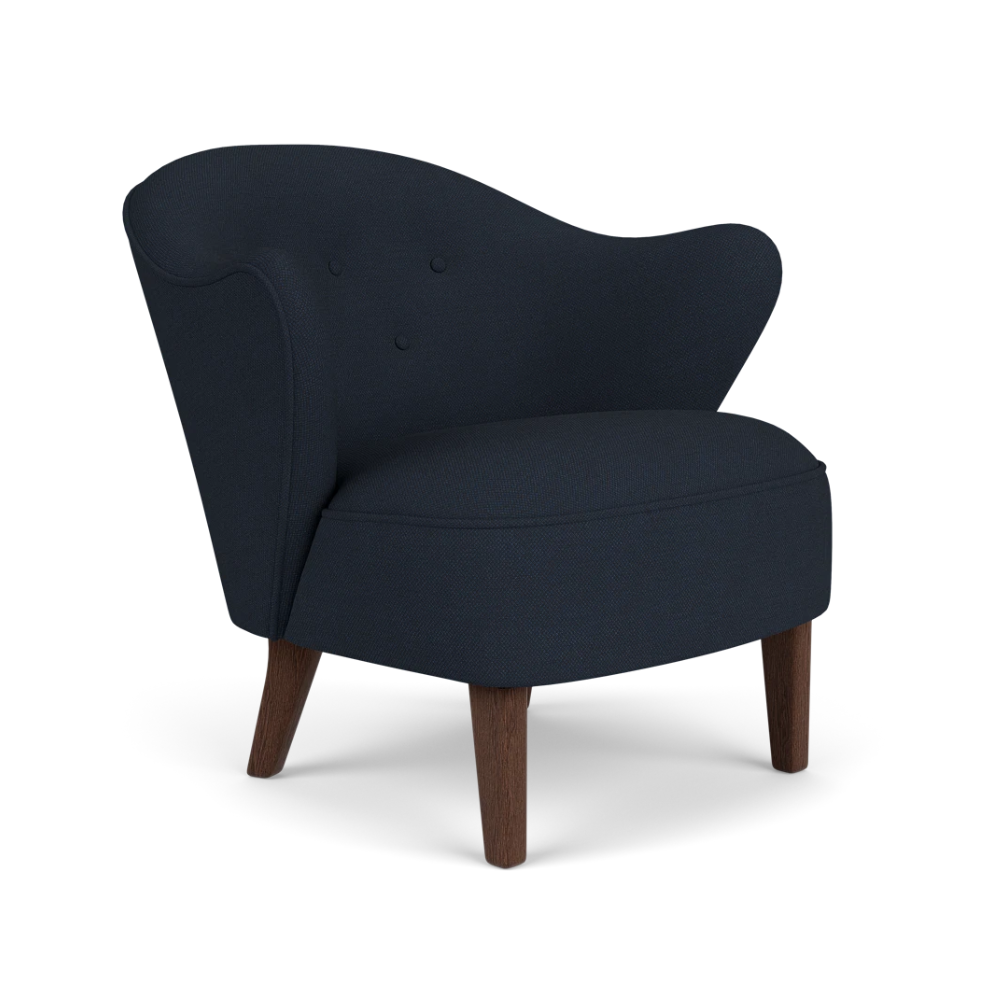 Sessel INGEBORG in Granatblau mit dunklem Eichenfuß