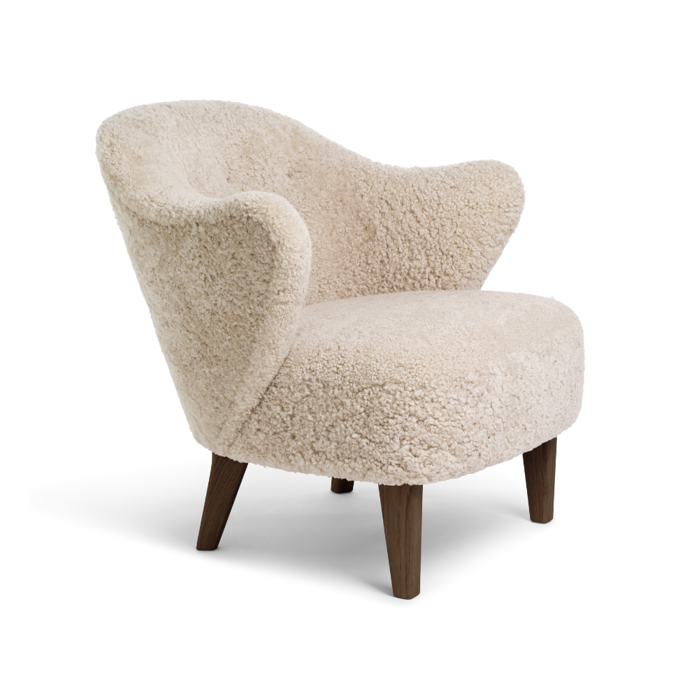 INGEBORG VORG Armchair with Sheepskin and Dark Oak Base