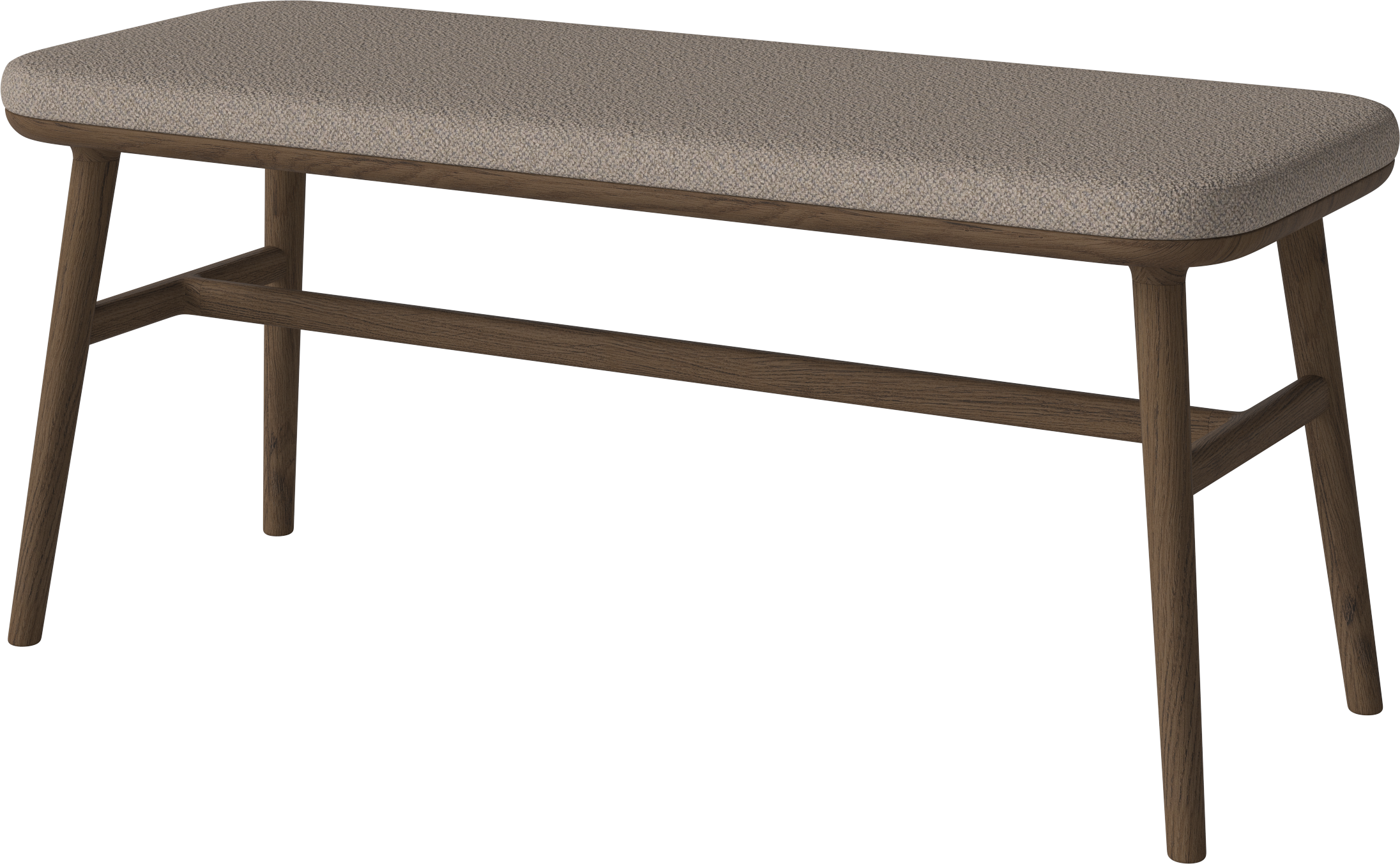 Upholstered FLOR Bench base made of dark oak wood