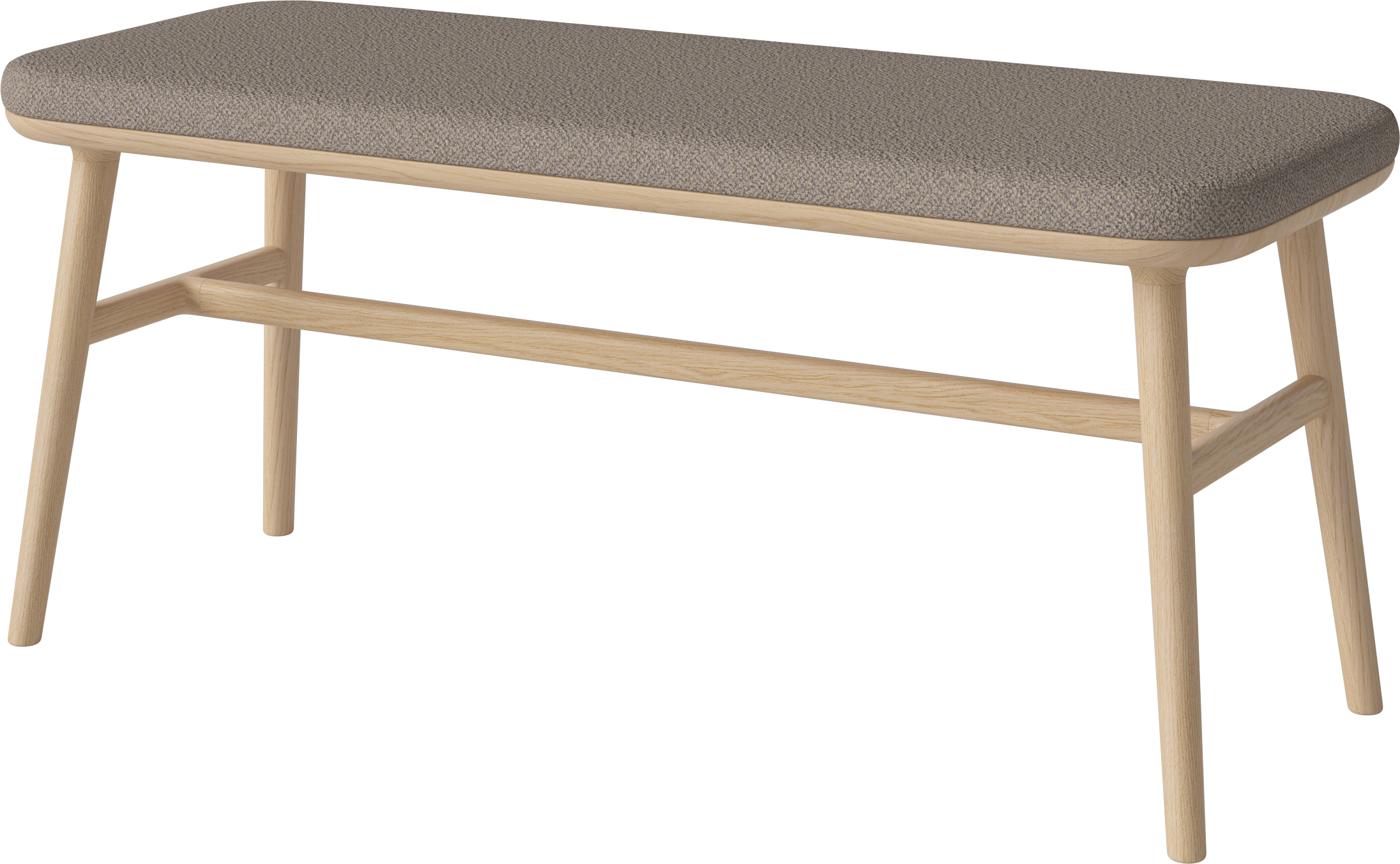 Upholstered FLOR Bench base made of bleached oak wood