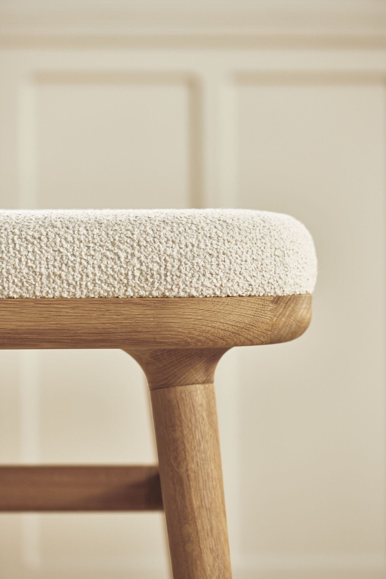 Upholstered FLOR Bench base made of bleached oak wood