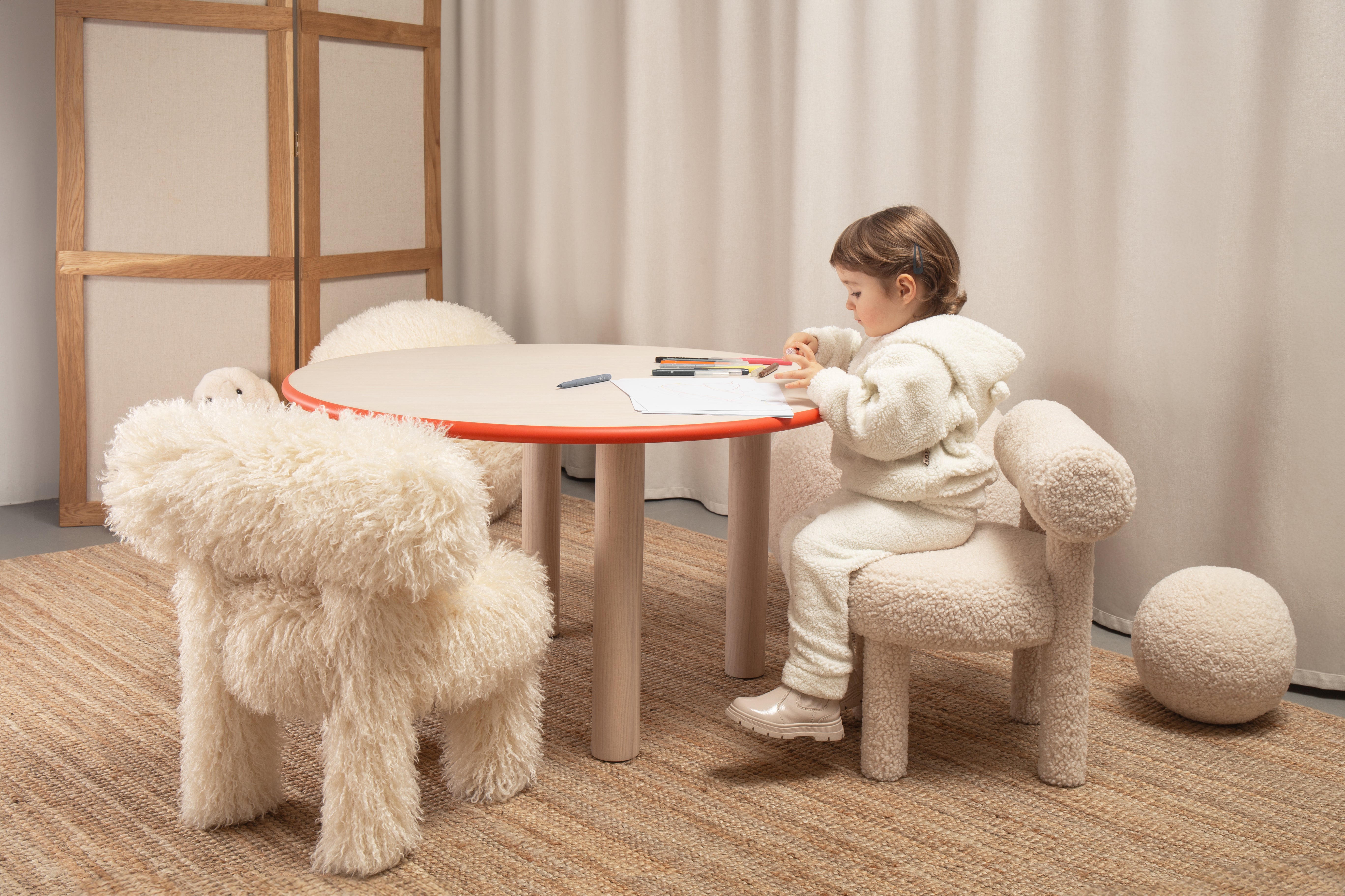 Round Children's Table BABY PAUL Natural Ash Wood