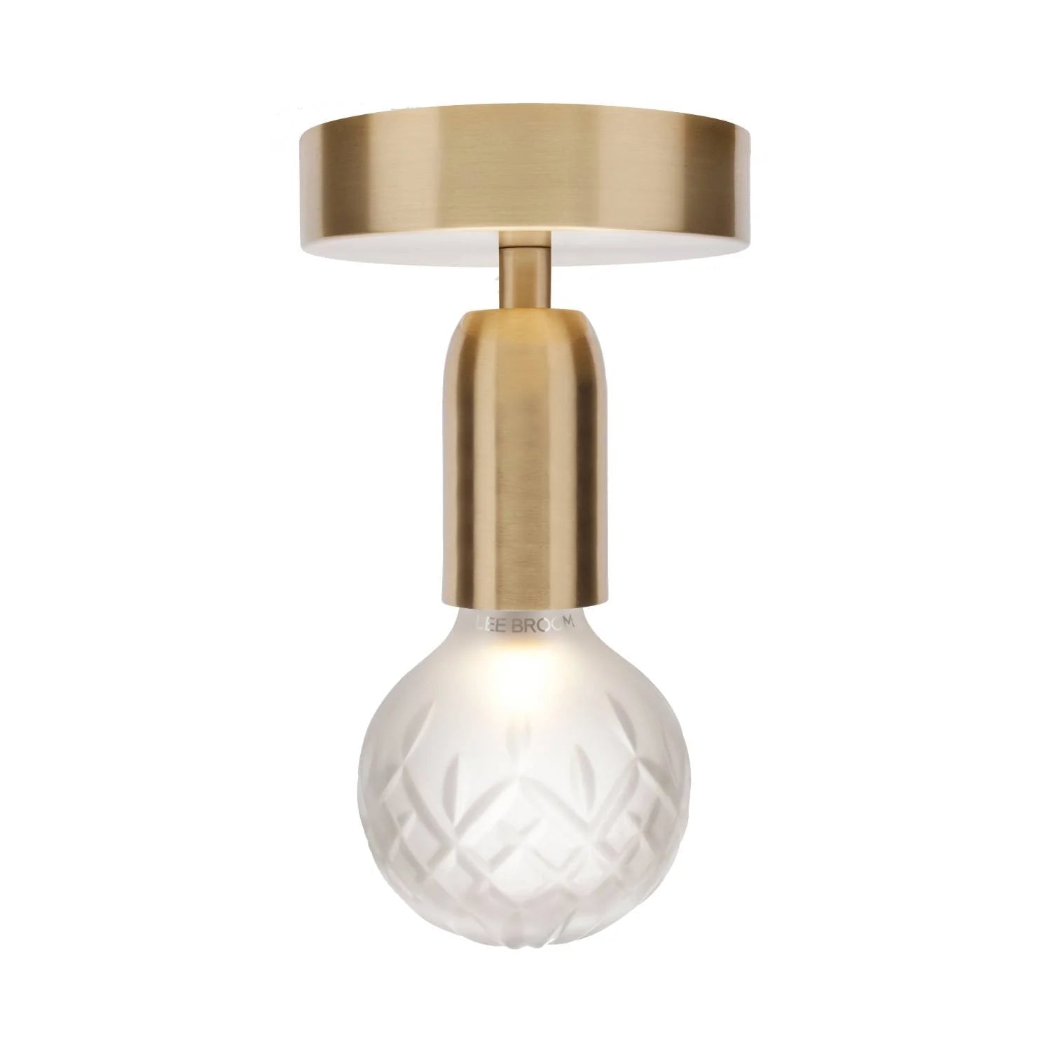 CRYSTAL BULB ceiling lamp with frosted crystal glass and brass finish.