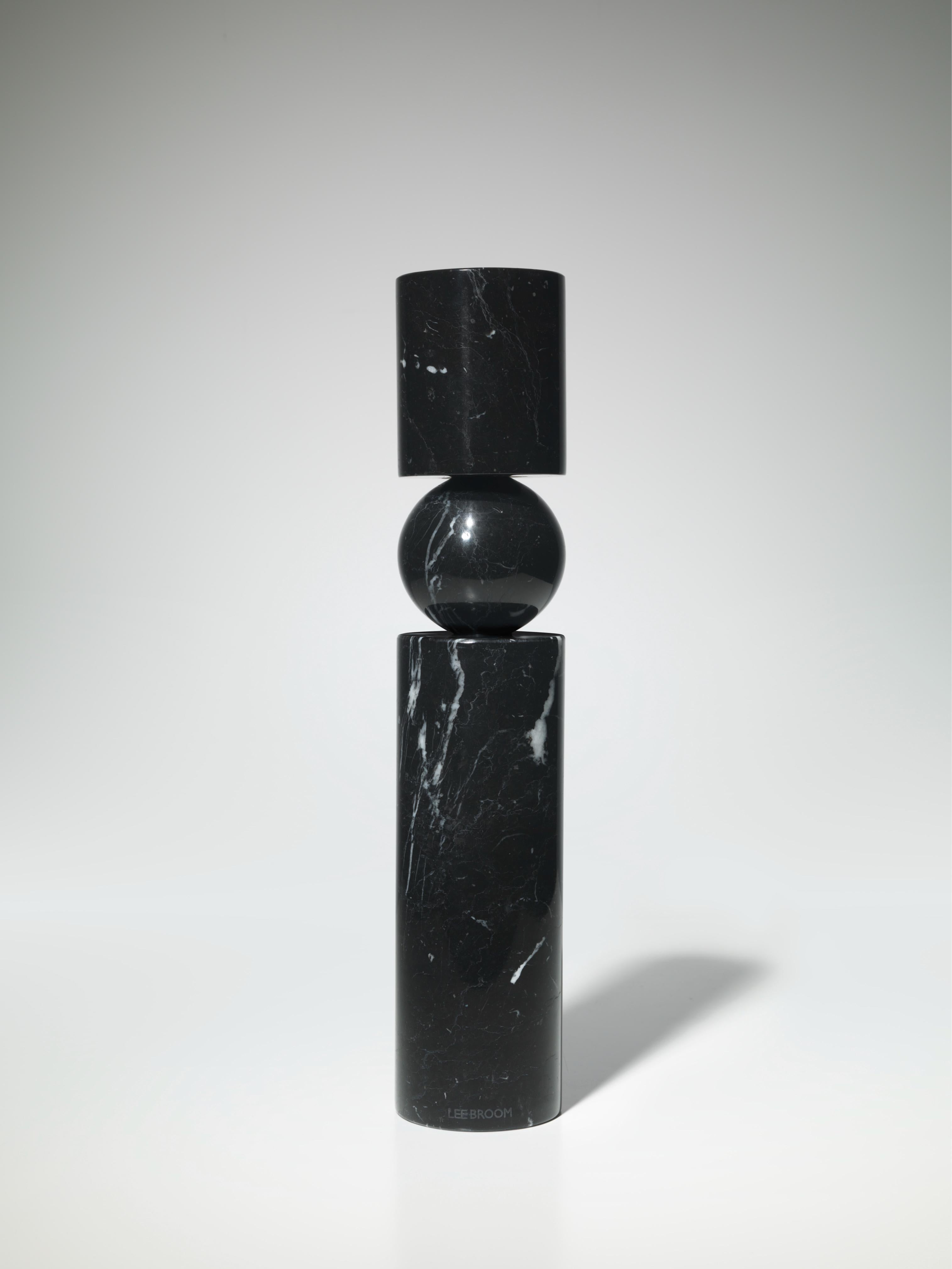 FULCRUM Candle Holder in Black Marble