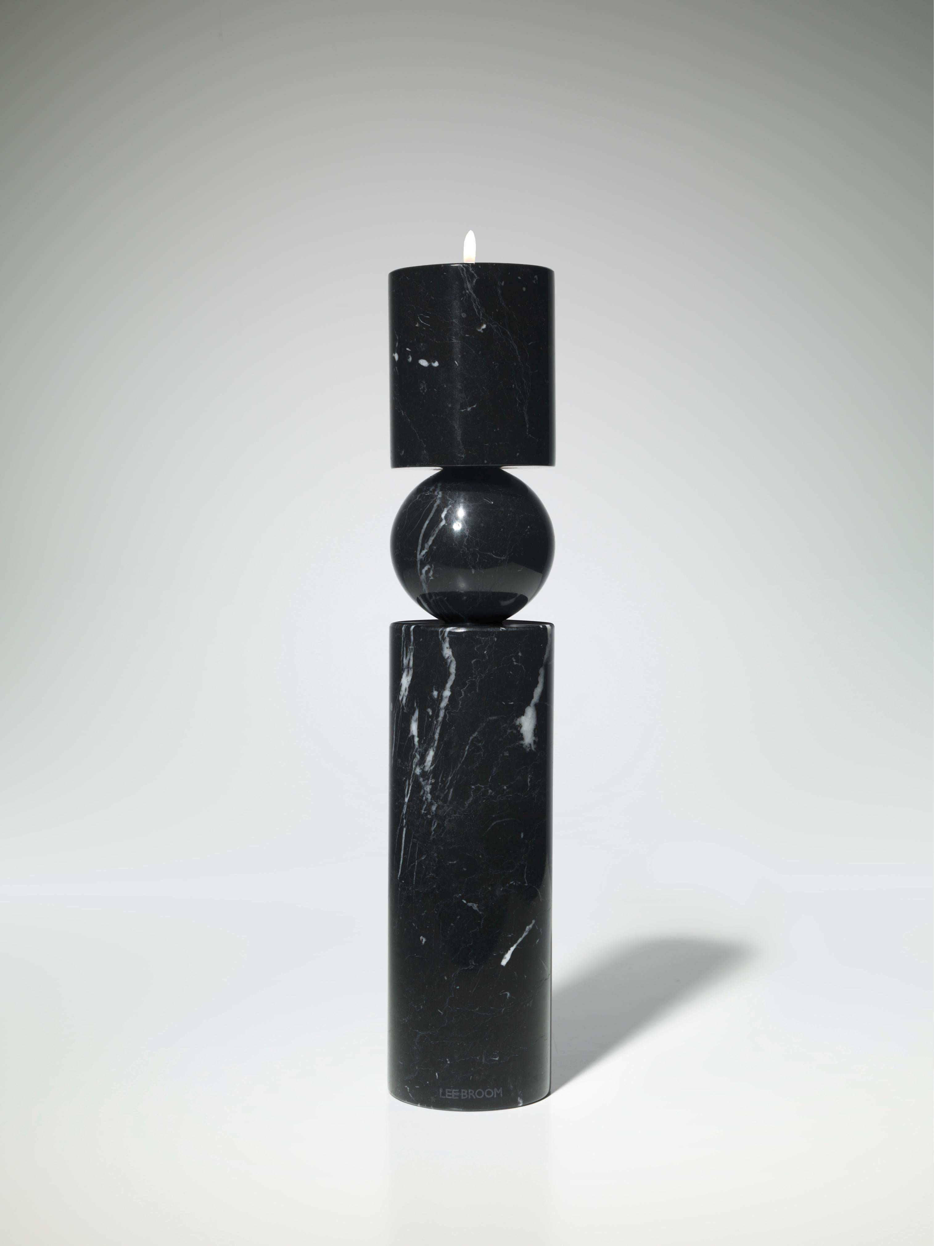 FULCRUM Candle Holder in Black Marble