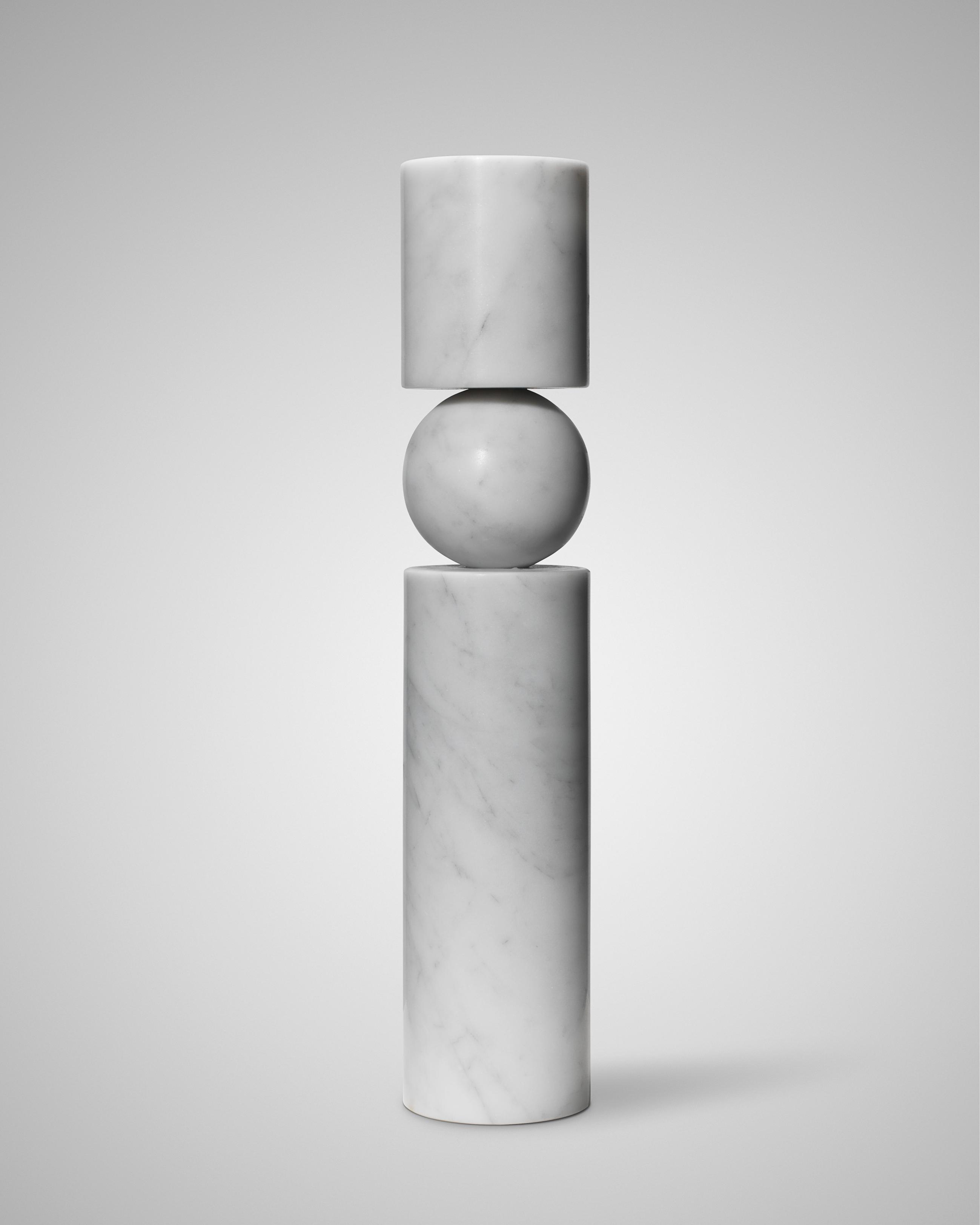 FULCRUM Candle Holder in White Marble