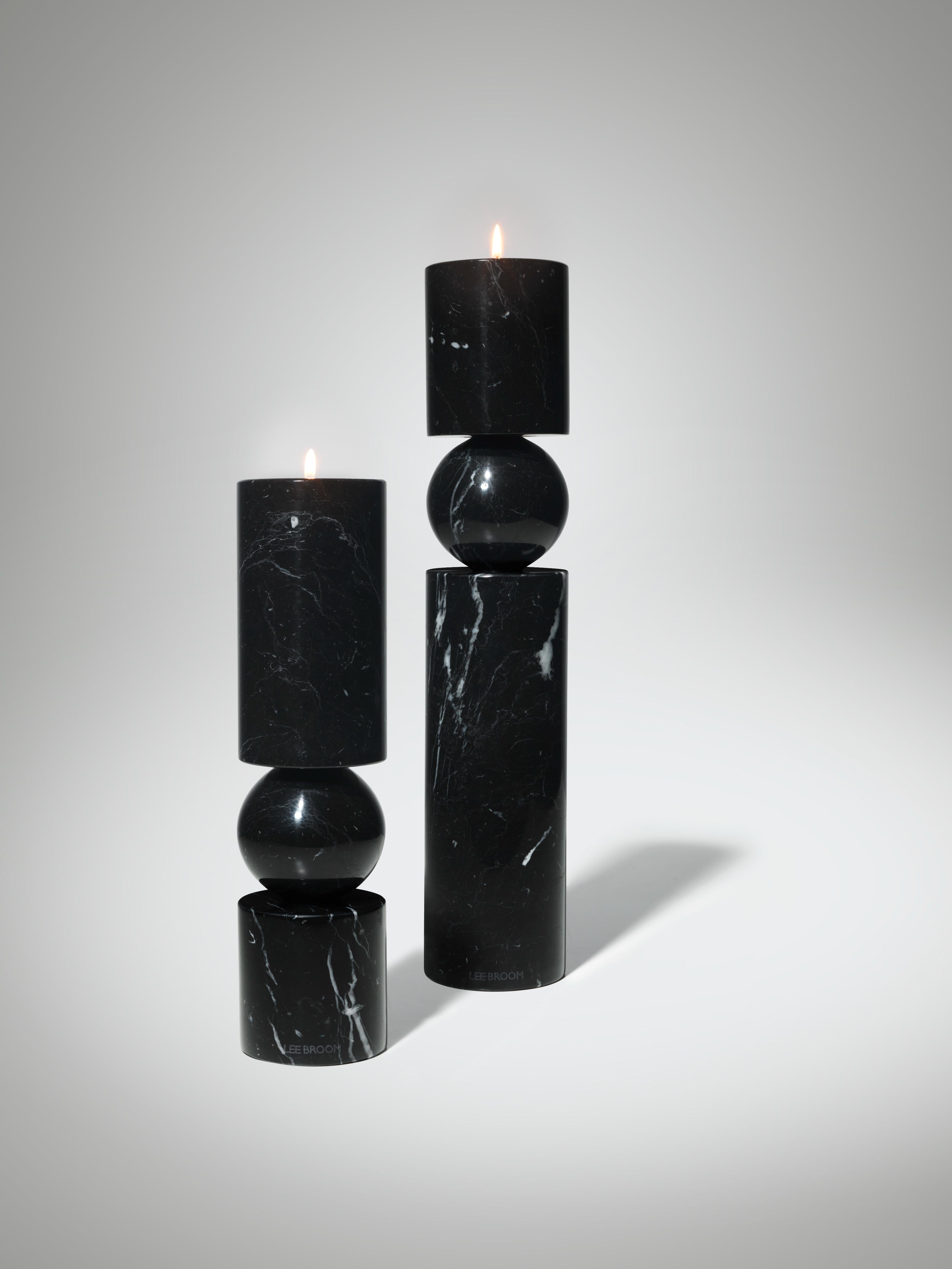 FULCRUM Candle Holder in Black Marble