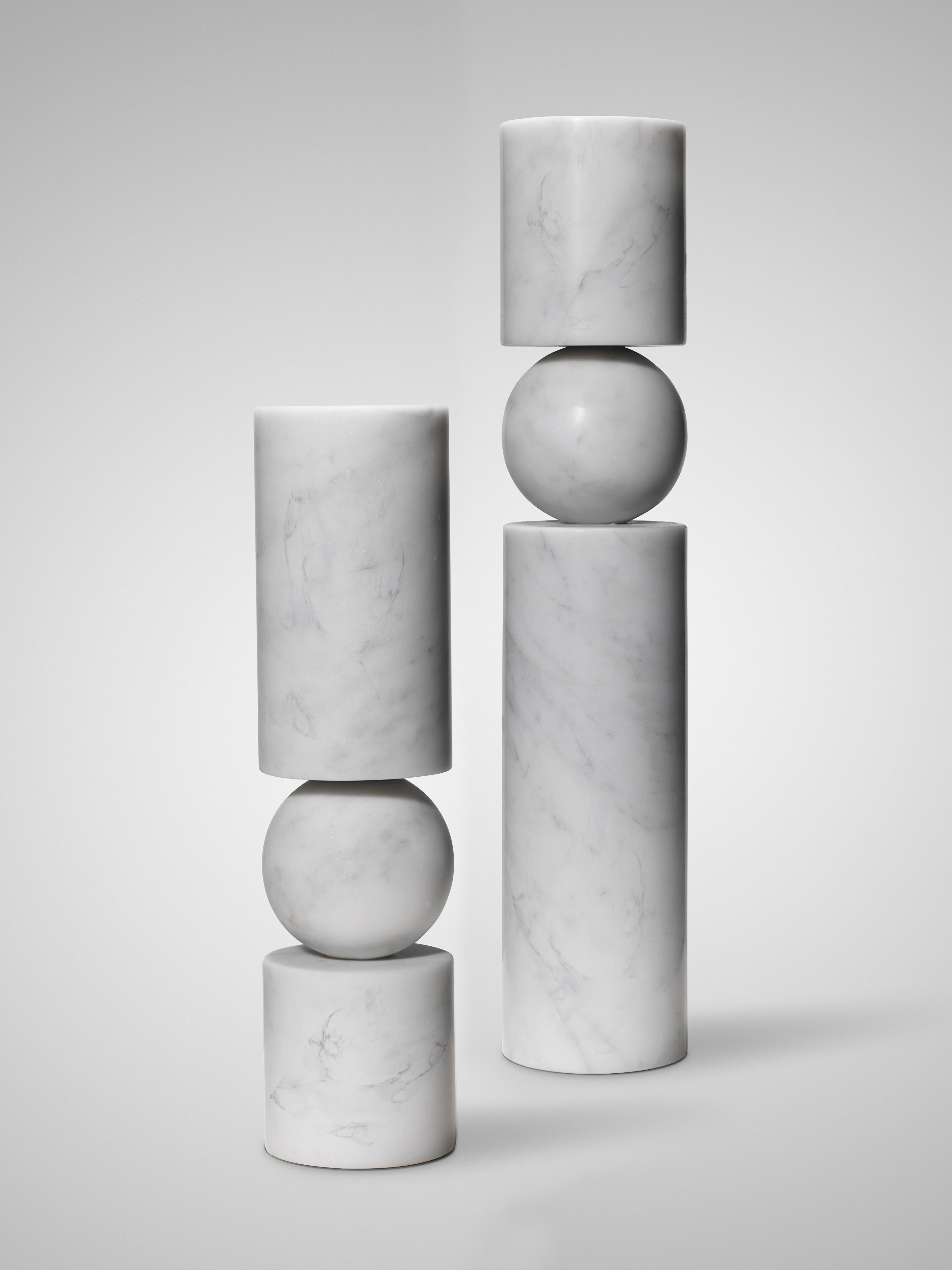 FULCRUM Candle Holder in White Marble