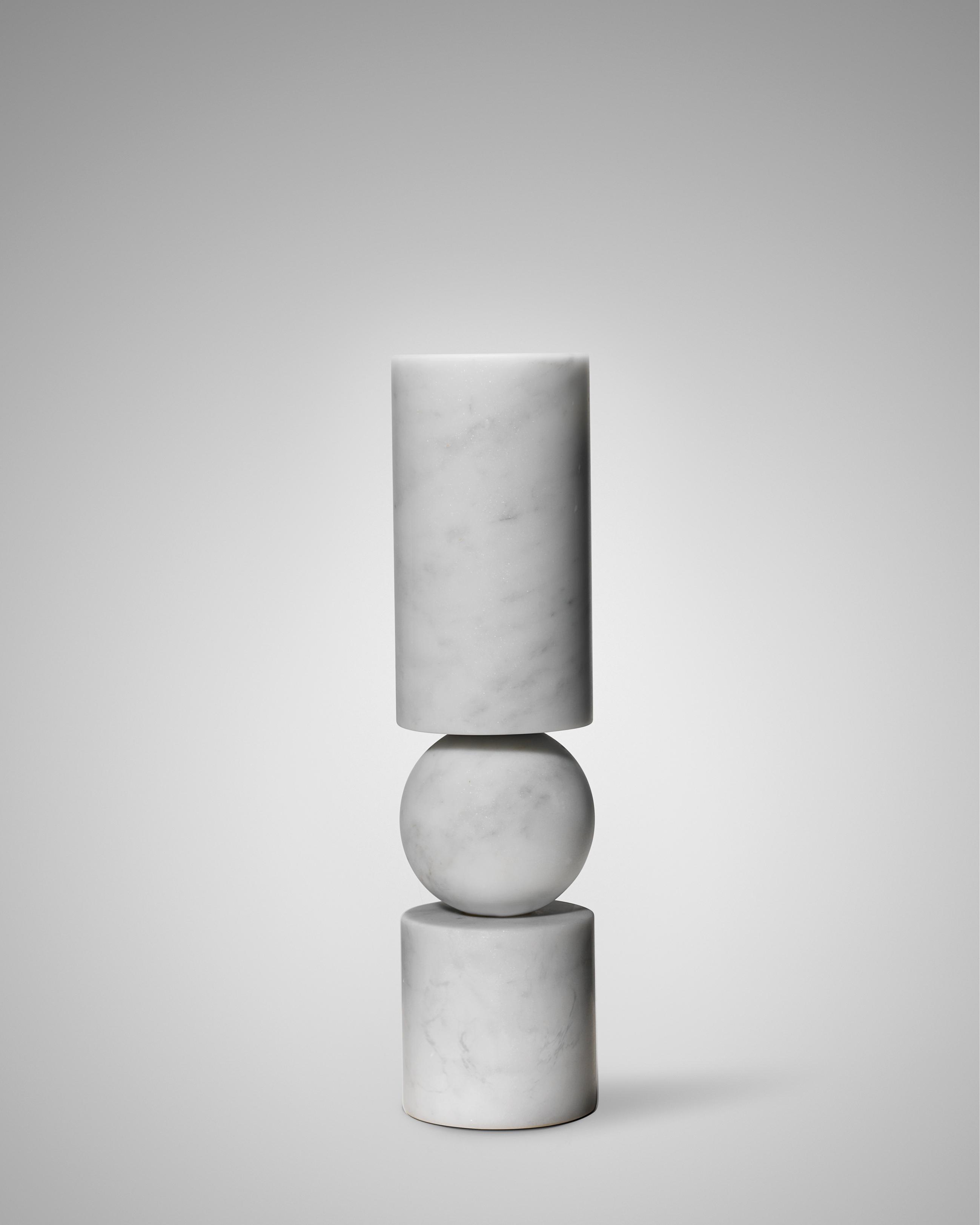 FULCRUM Candle Holder in White Marble
