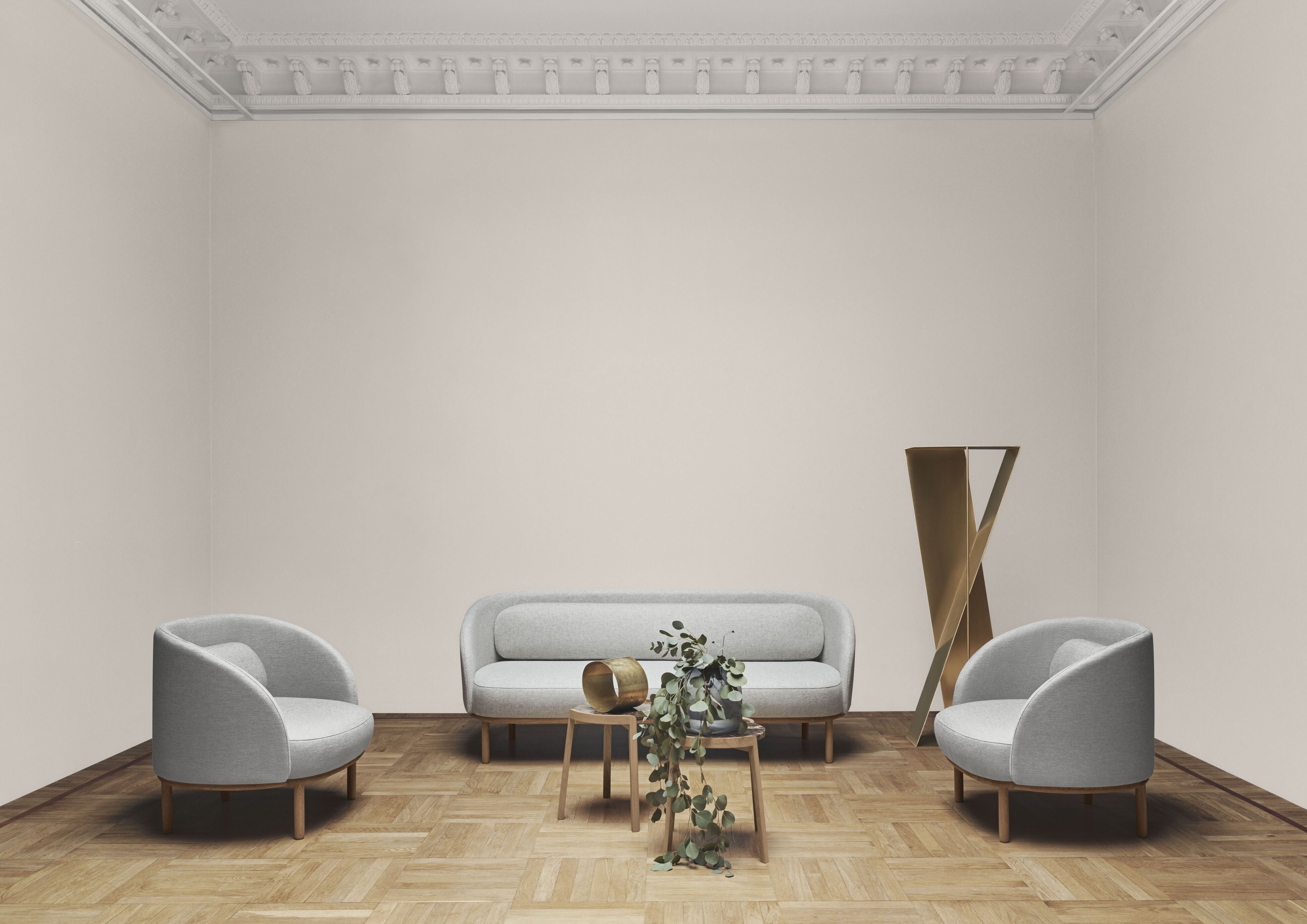 2-person Sofa FUUGA base of black oak