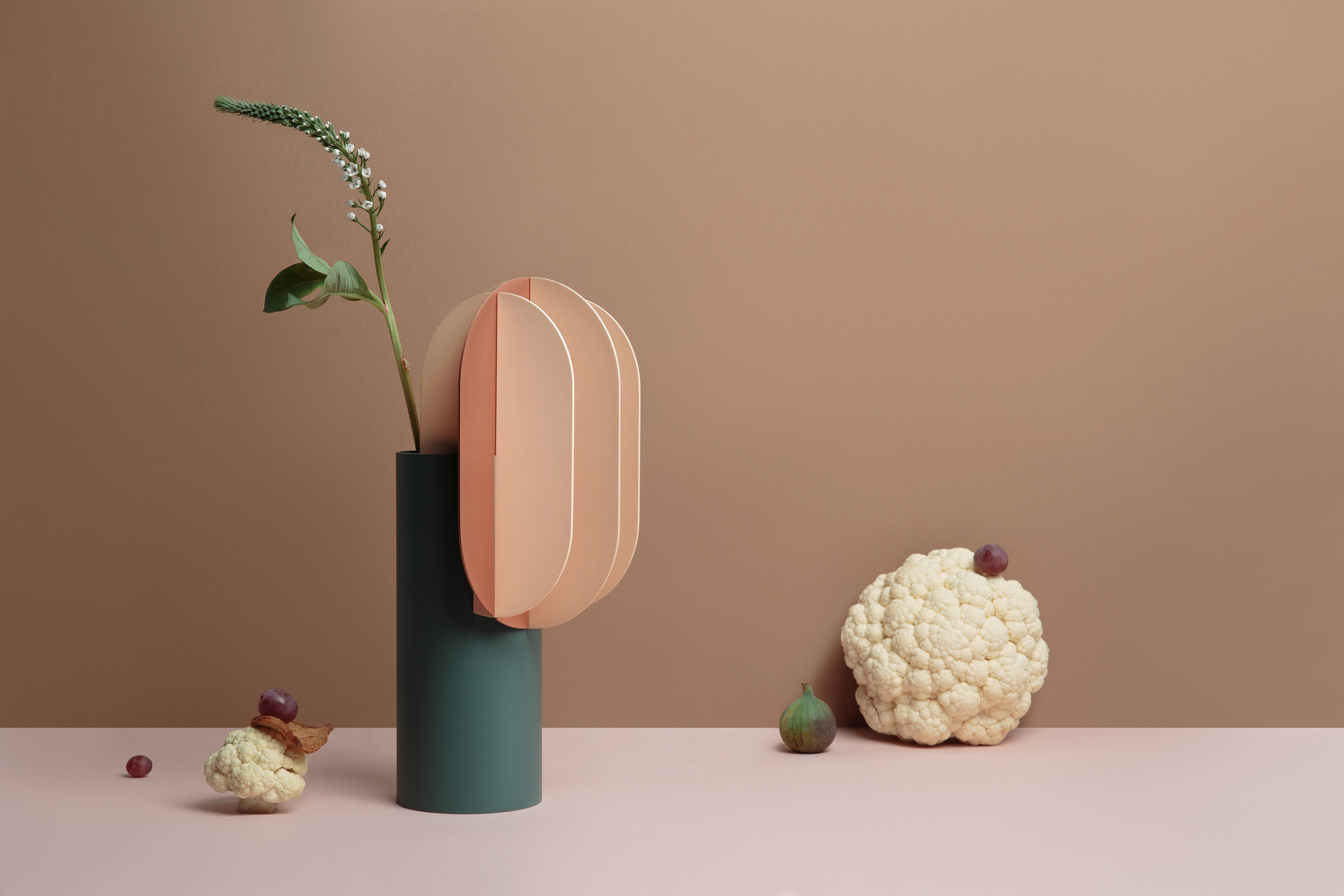 GABO vase green with beige and copper