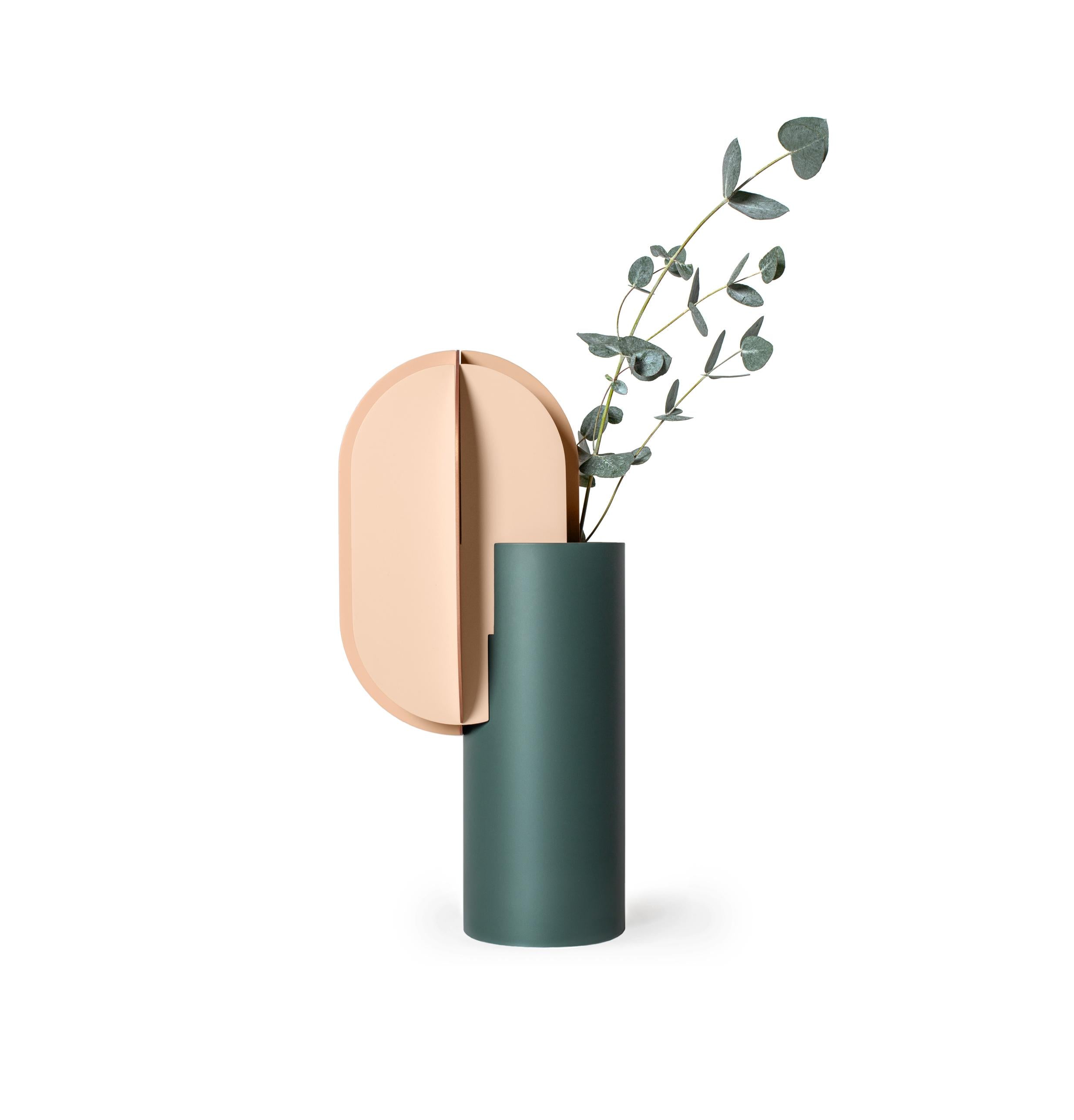 GABO vase green with beige and copper