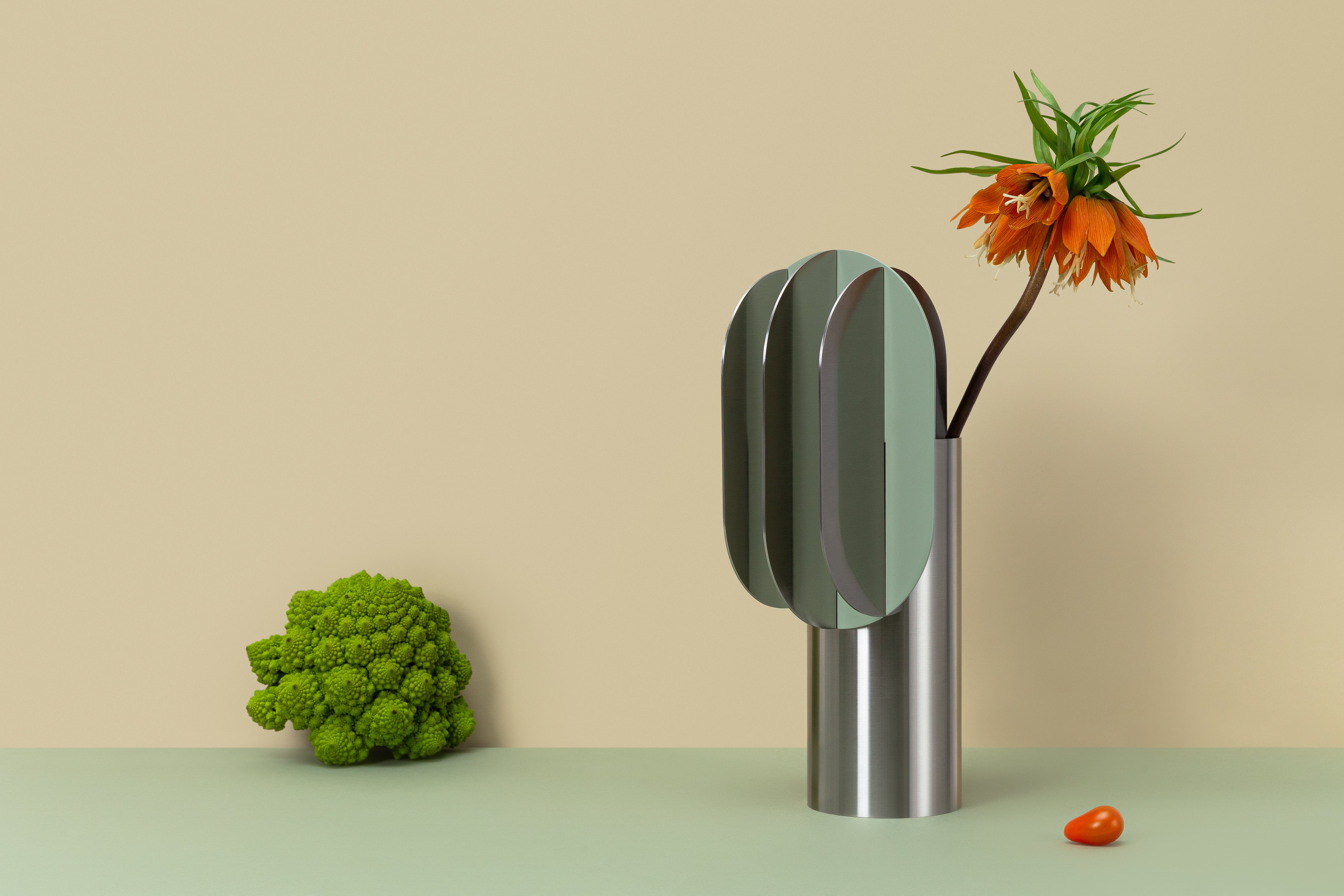 GABO Steel Vase with Green