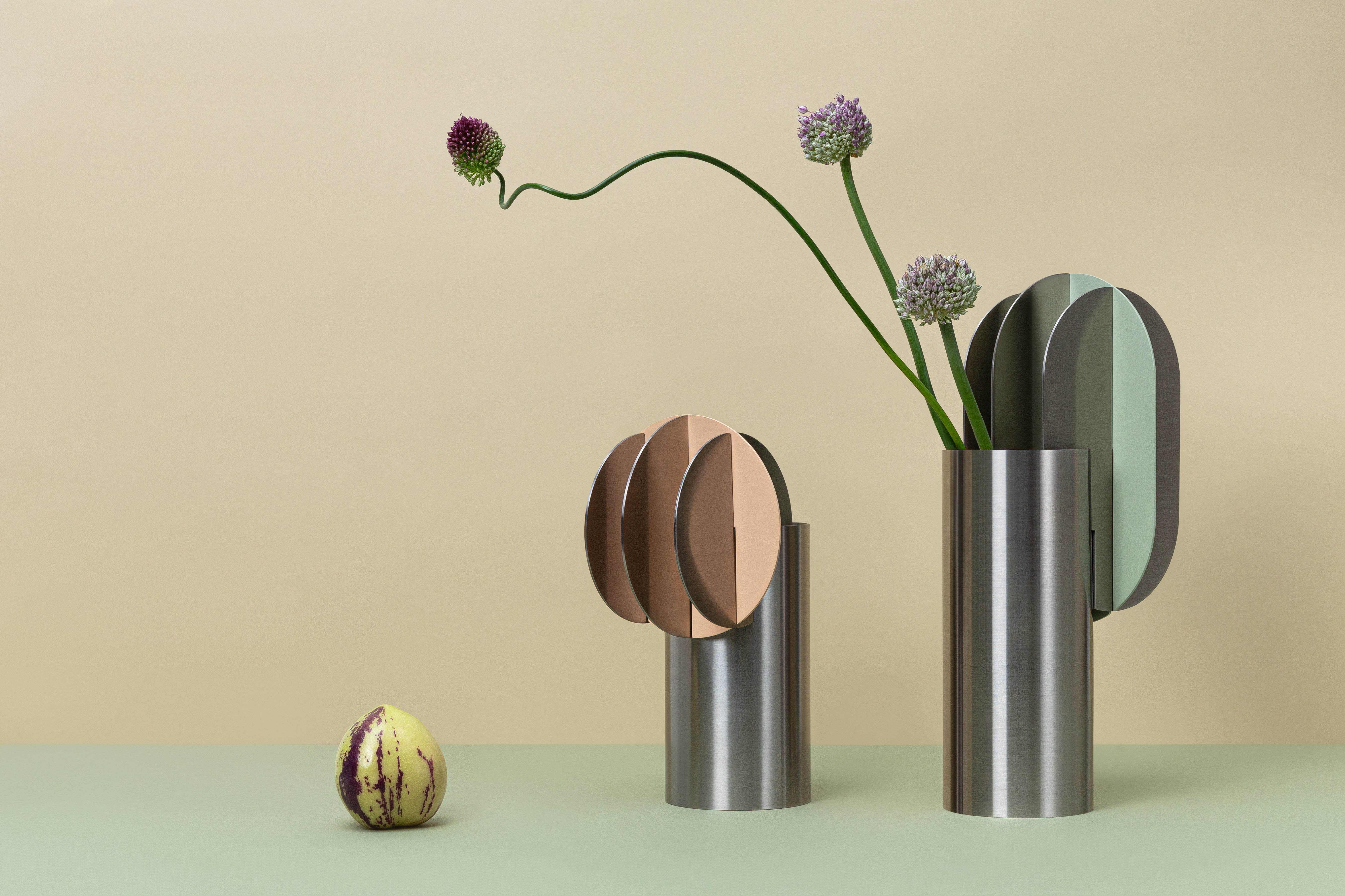 GABO Steel Vase with Green