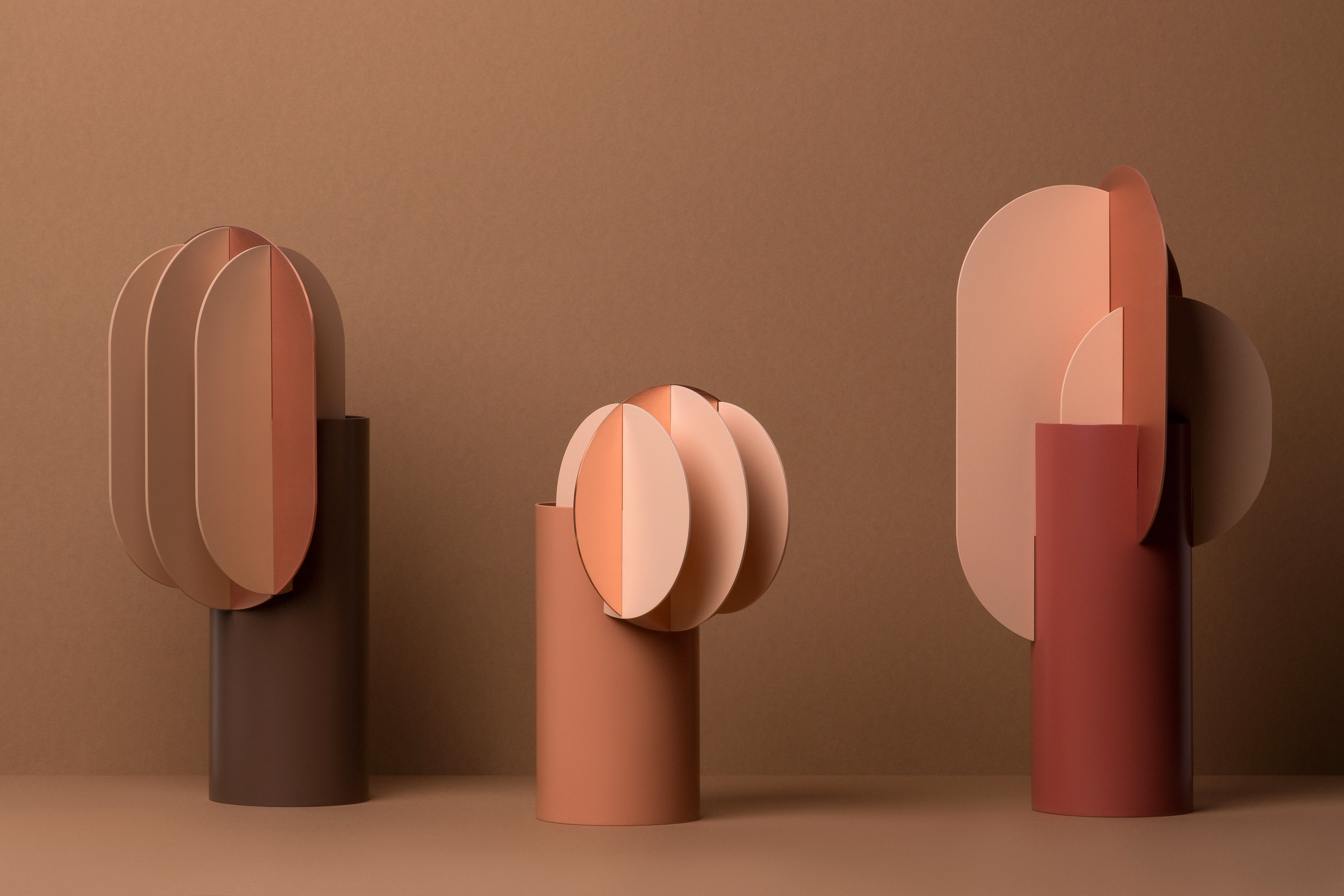 GABO vase in brown with beige and copper