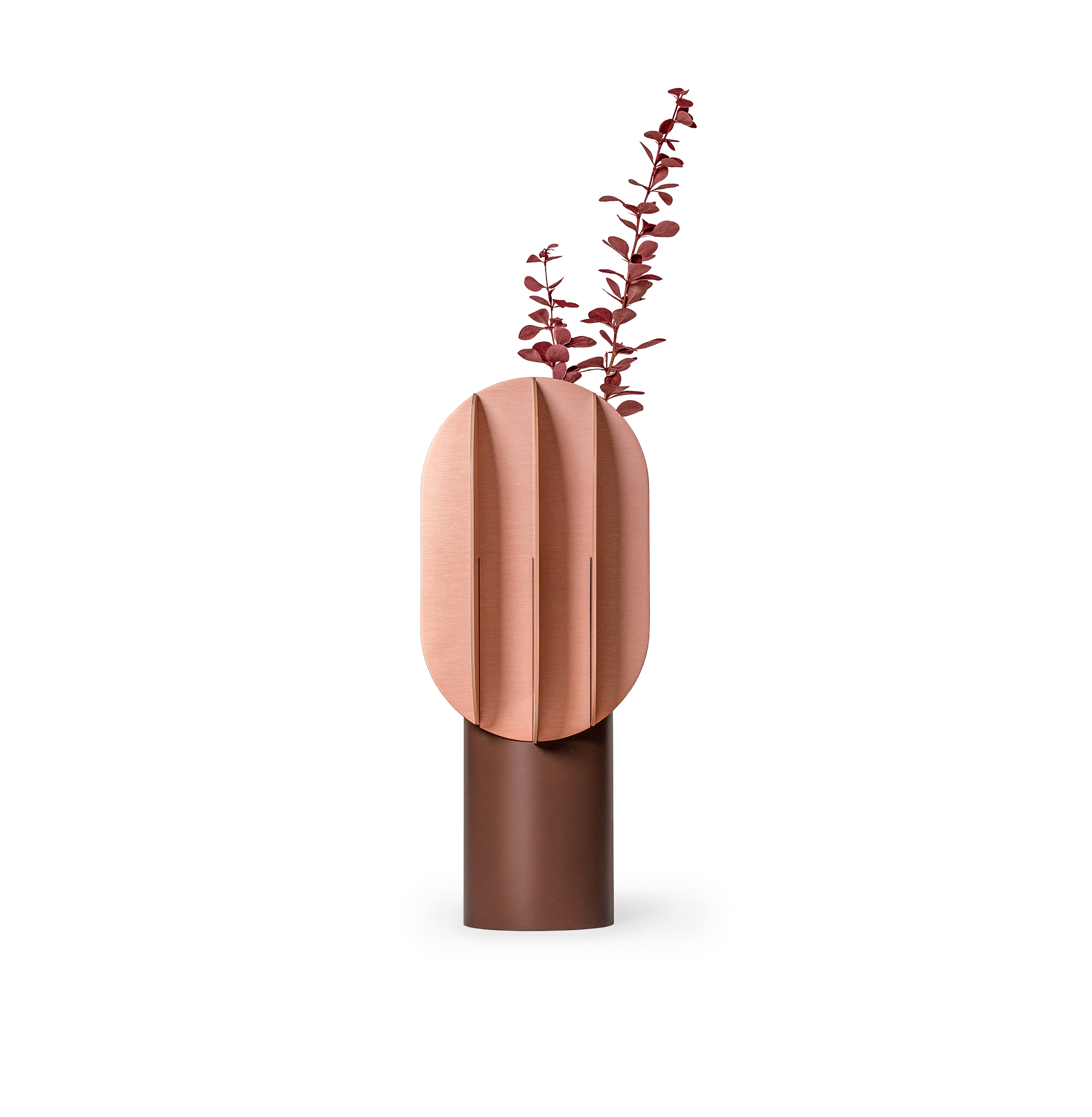 GABO vase in brown with beige and copper