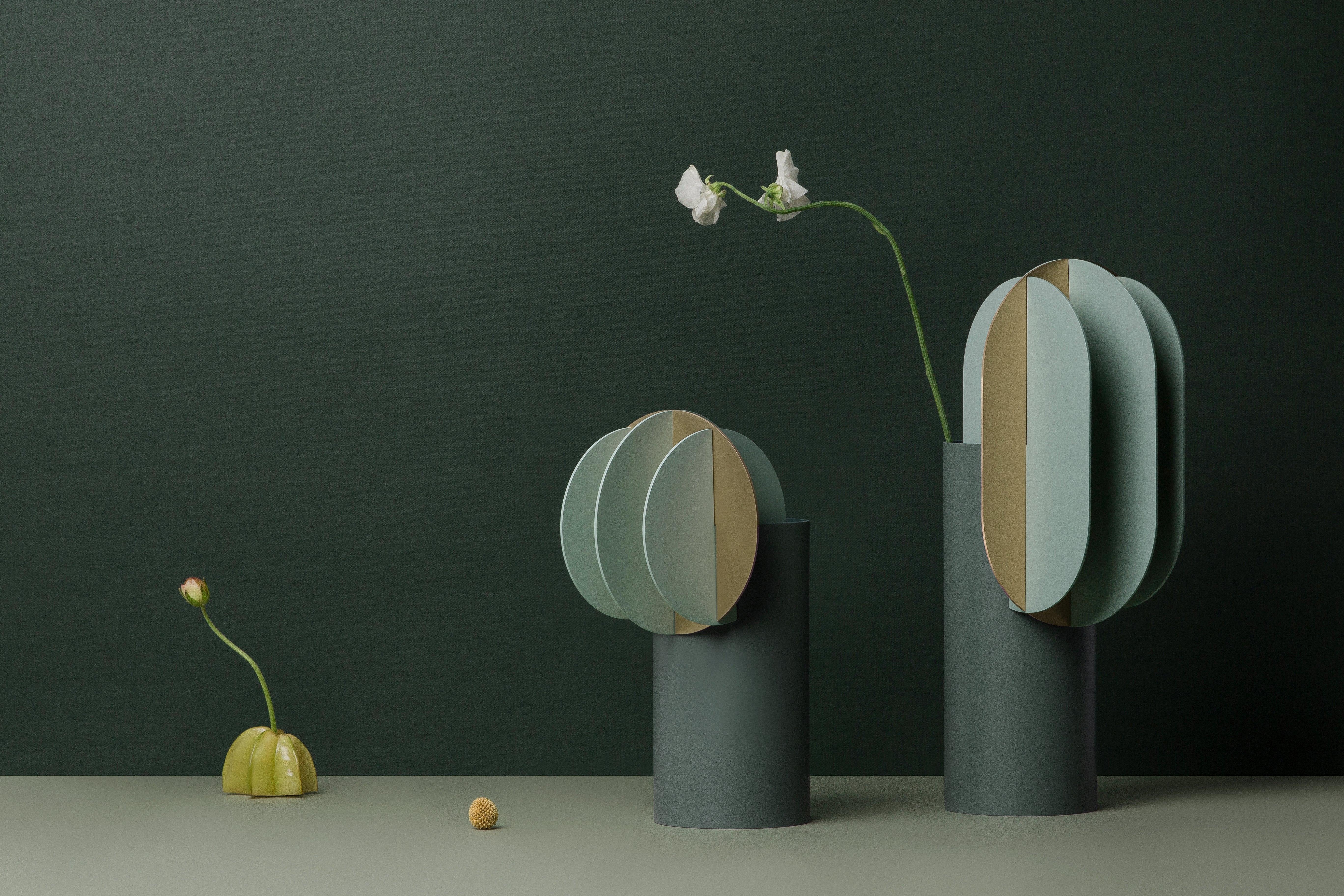 GABO Green Vase with Brass