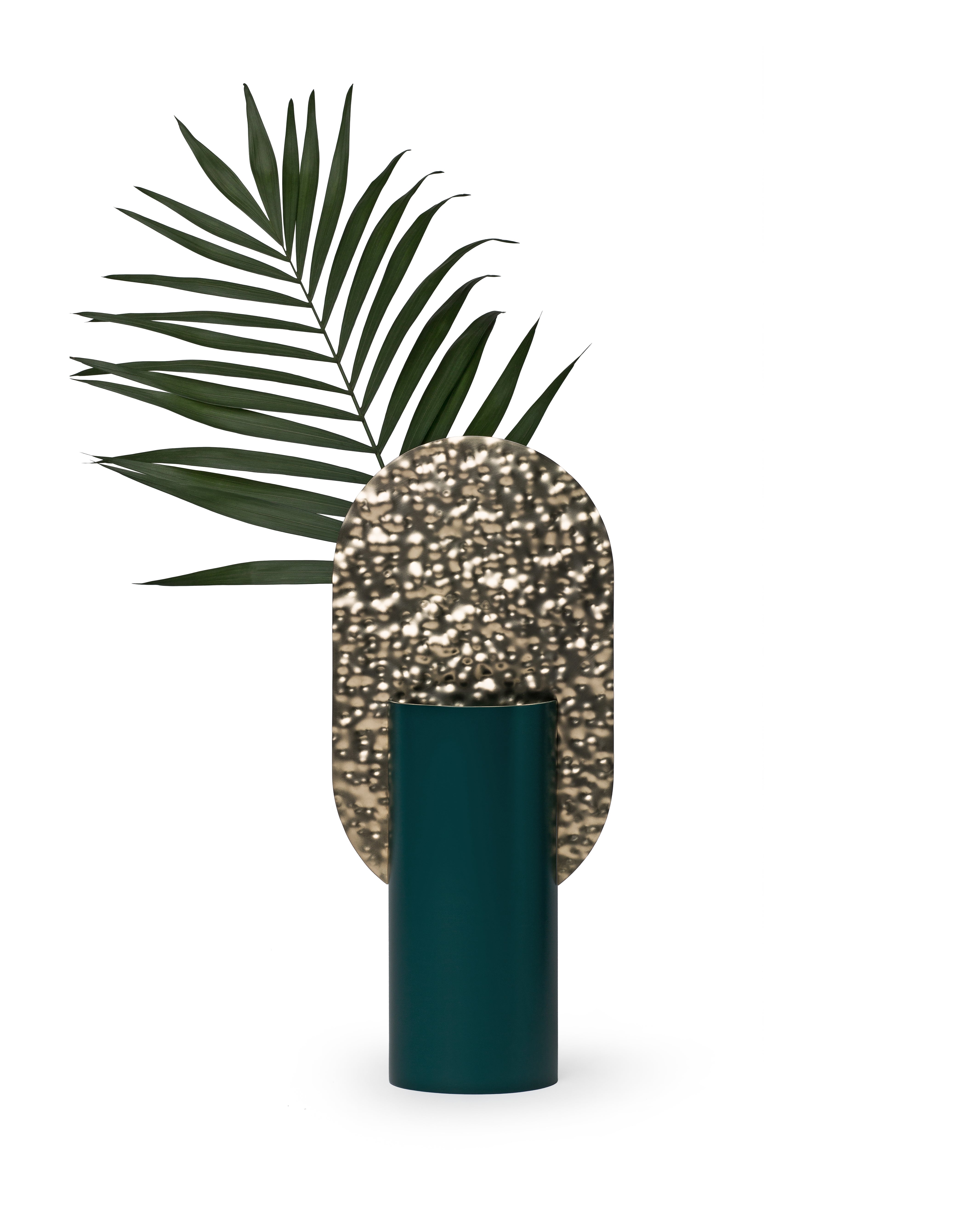 GENKE Vase - NUMBERED EDITION green with brass