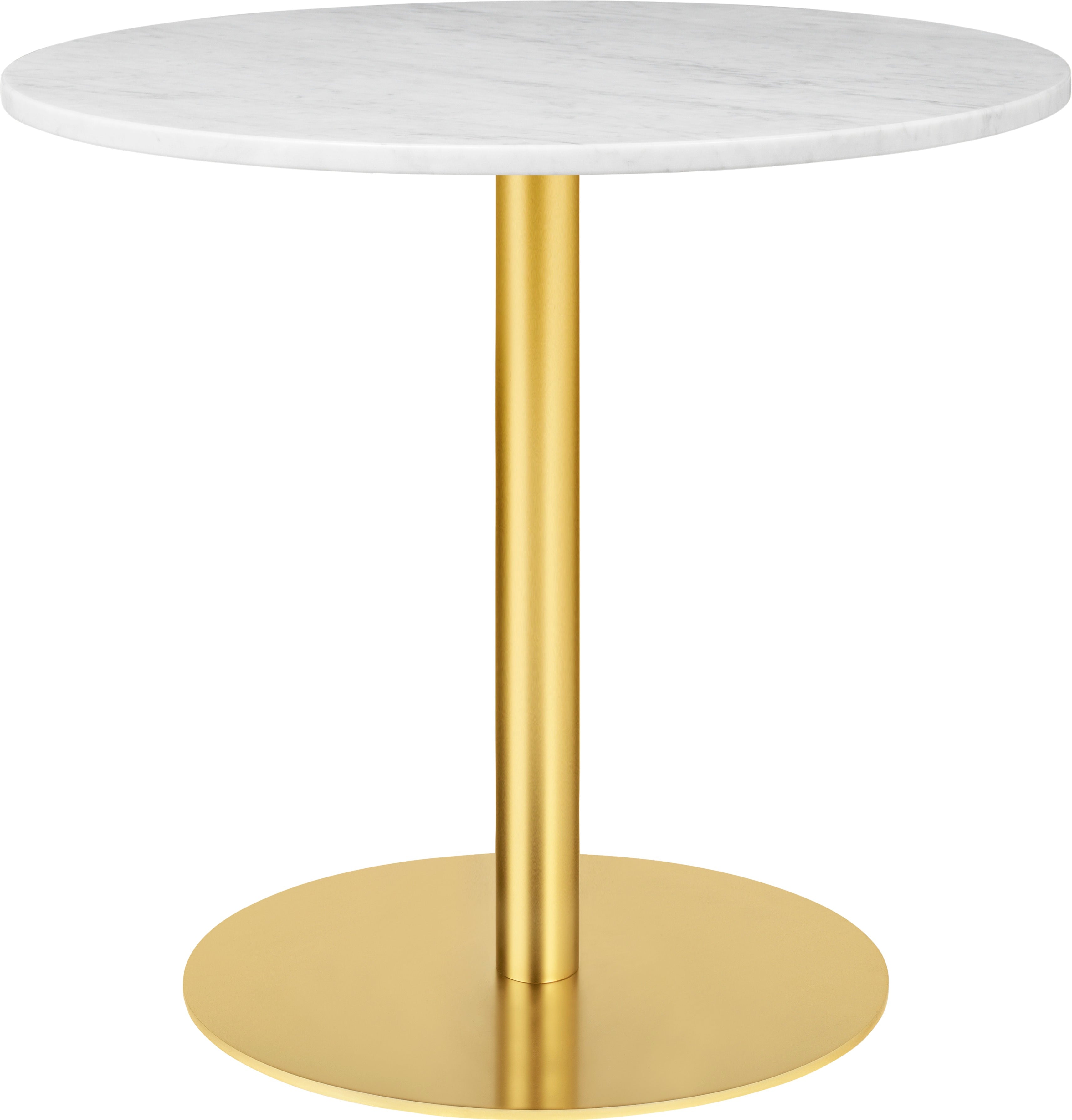 Runder Tisch 1.0 aus weißem Marmor mit goldenem Fuß