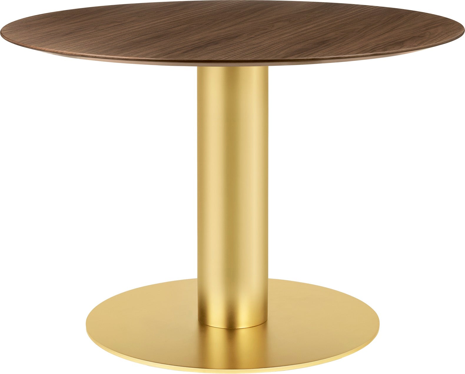 Round table 2.0 walnut wood with a gold base