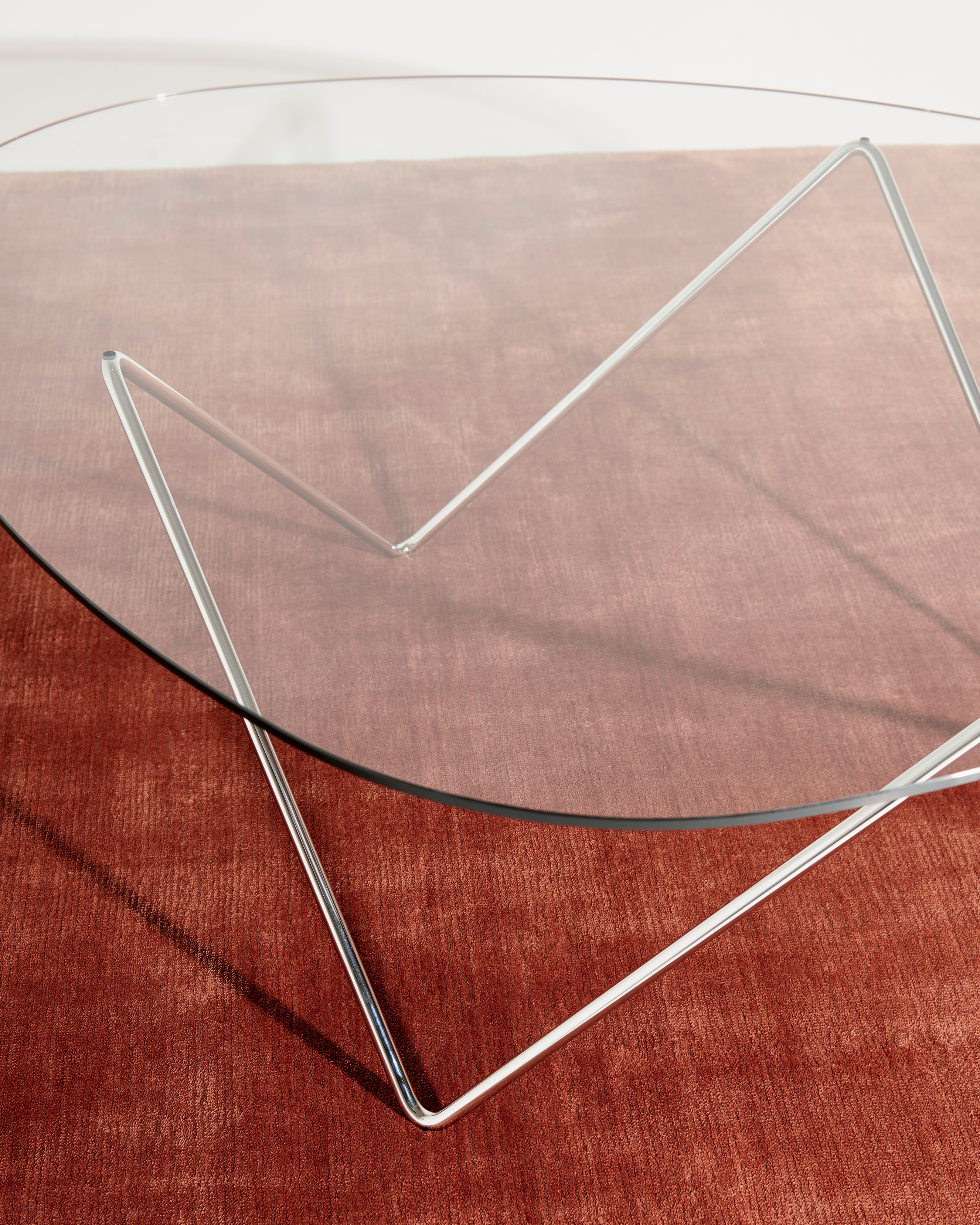 PEDRERA Coffee Table with Brown Glass and Chrome Base