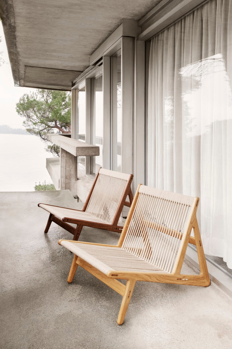 Sessel MR01 Nussbaum und Leinen